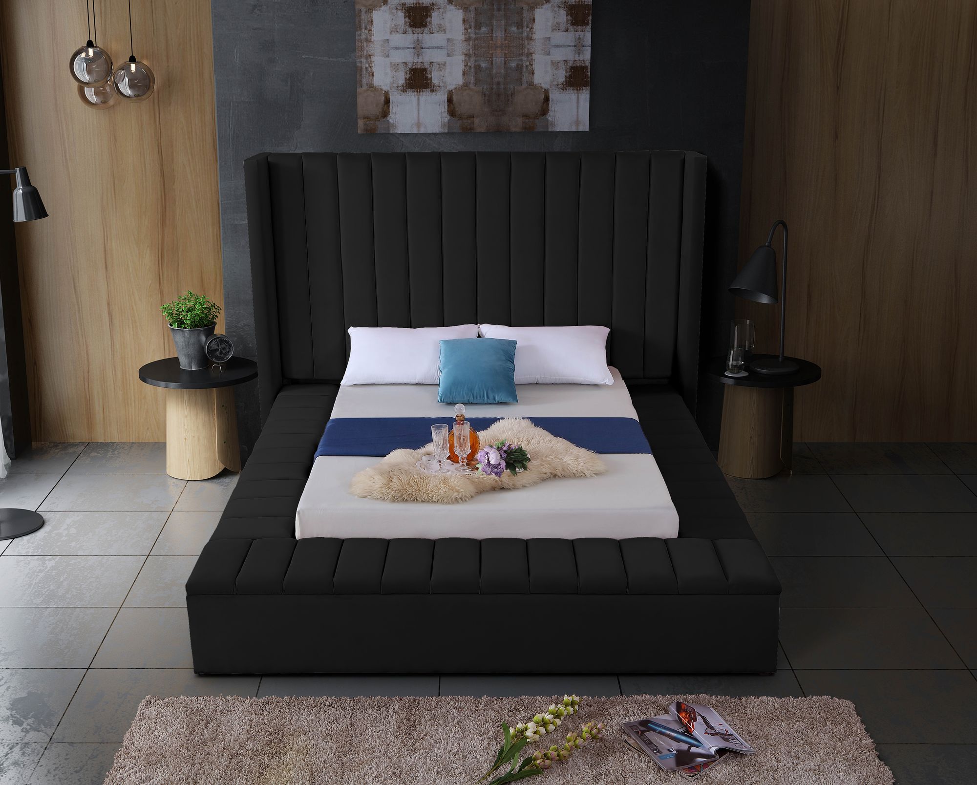 Kiki Velvet King Size Bed