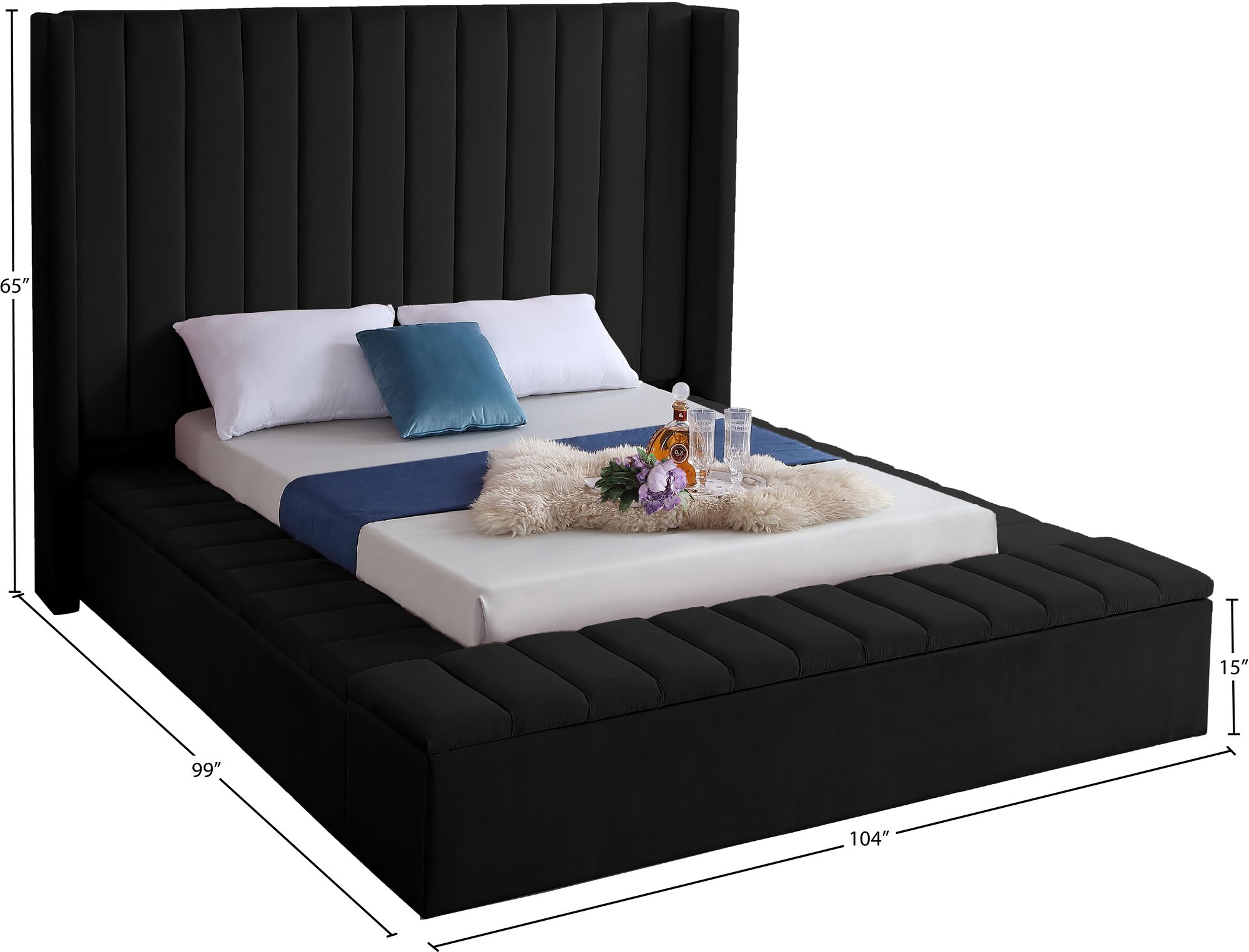Kiki Velvet King Size Bed