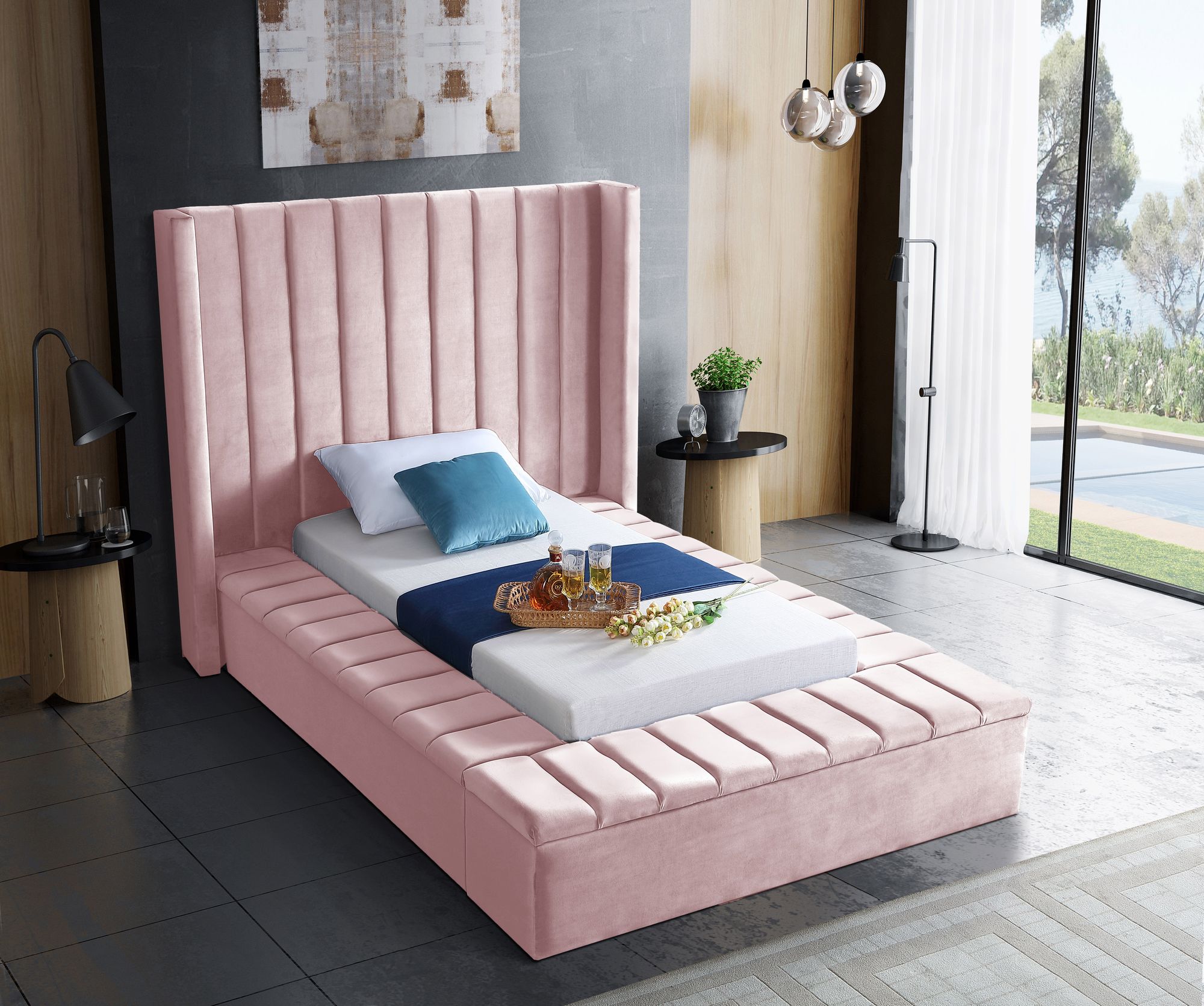 Kiki Velvet Twin Size Bed