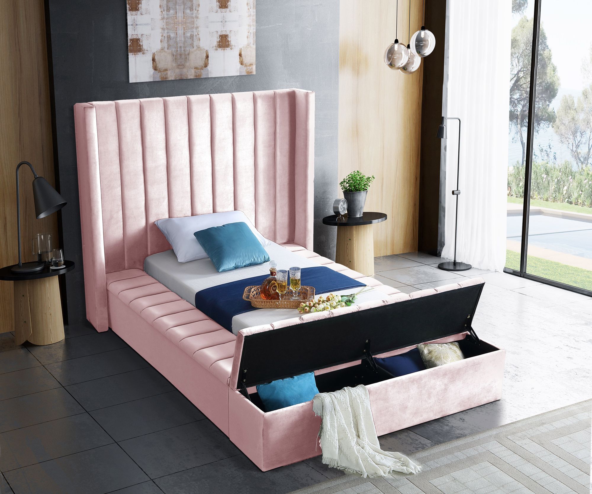 Kiki Velvet Twin Size Bed