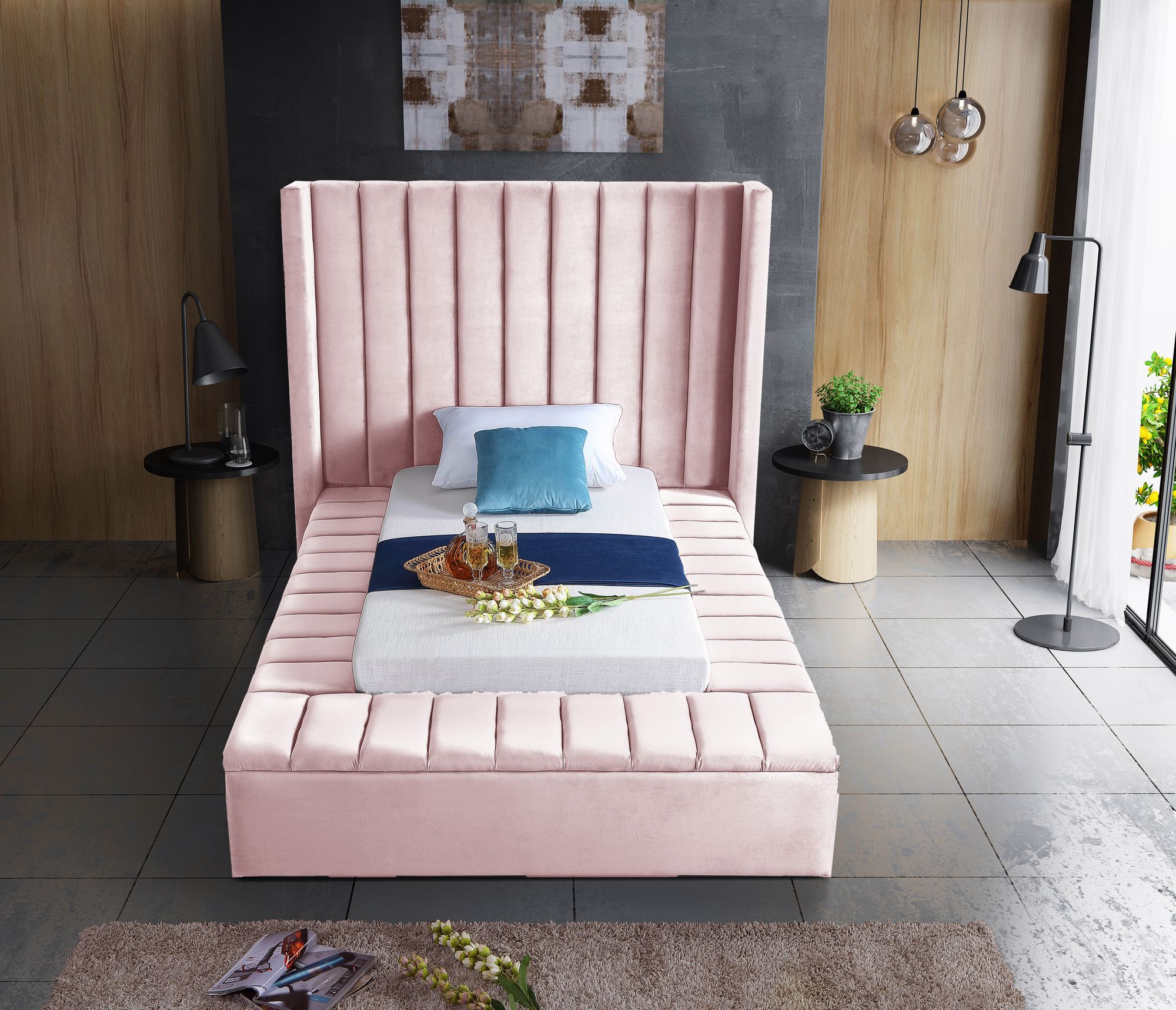 Kiki Velvet Twin Size Bed