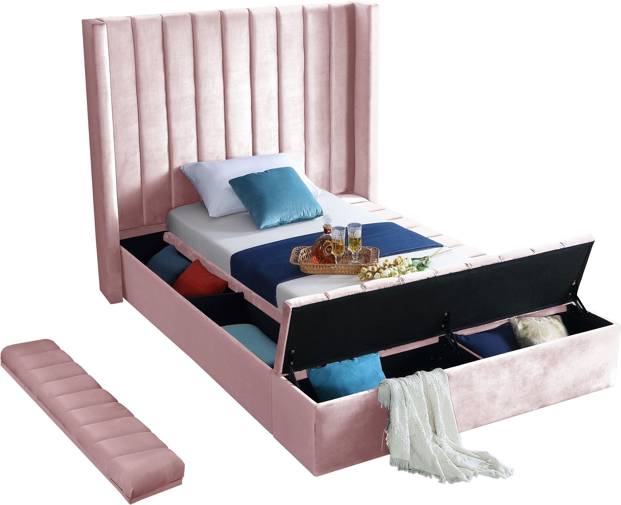 Kiki Velvet Twin Size Bed