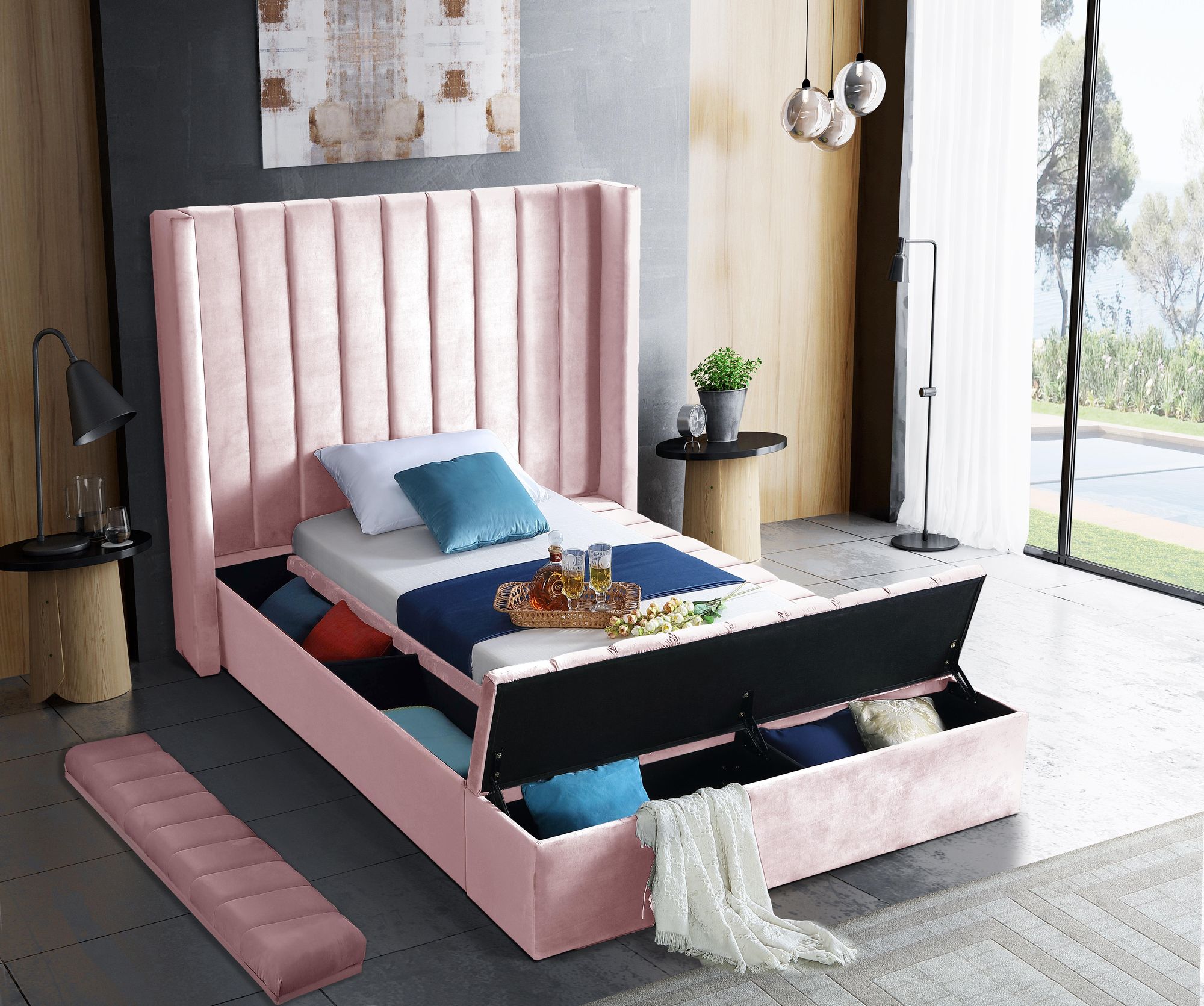 Kiki Velvet Twin Size Bed
