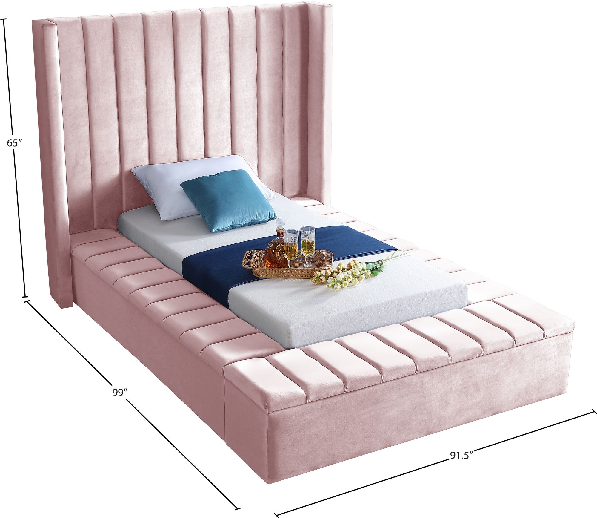 Kiki Velvet Twin Size Bed