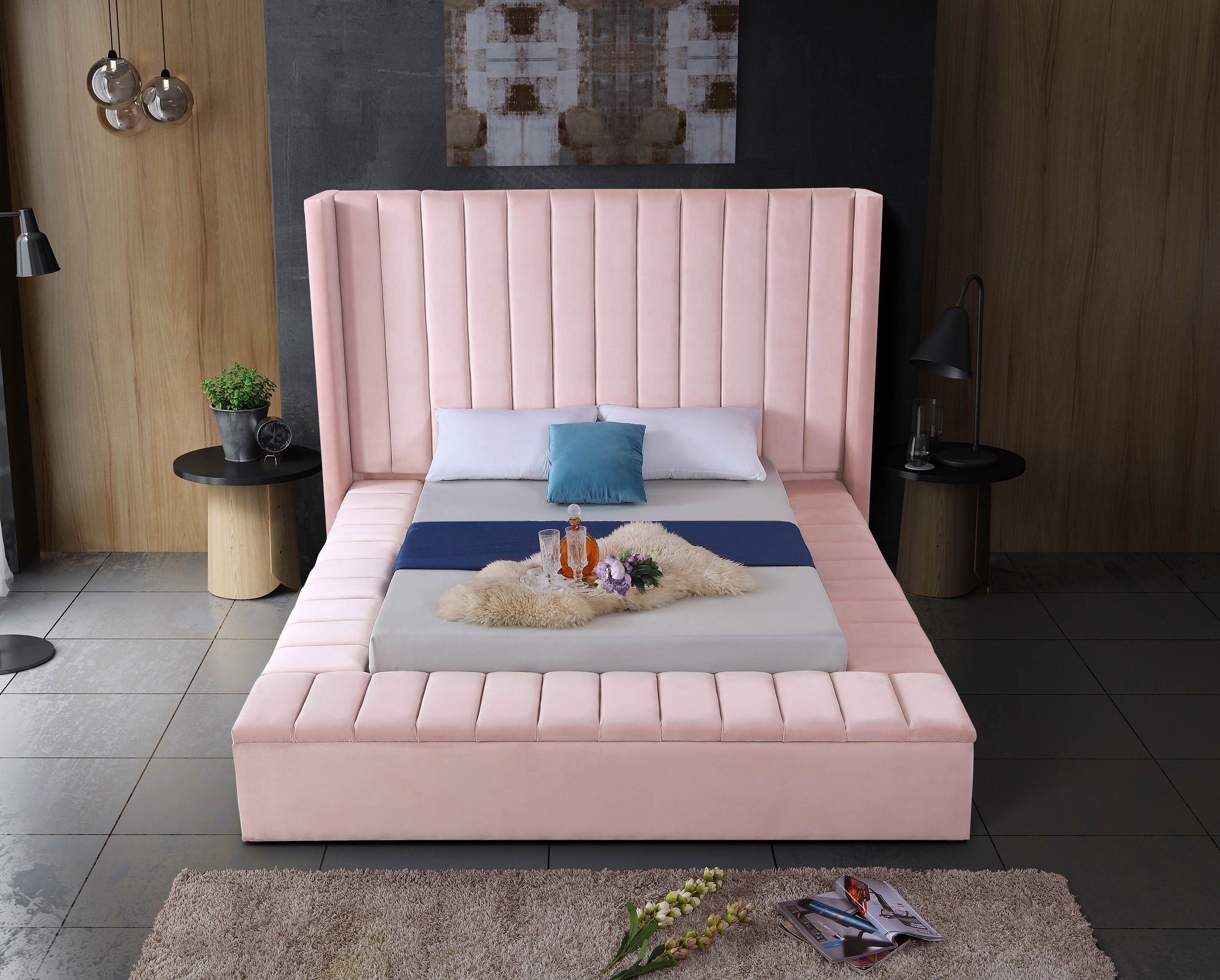 Kiki Velvet Queen Size Bed