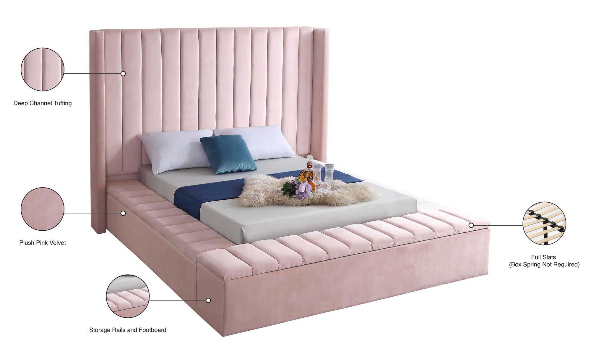 Kiki Velvet Queen Size Bed