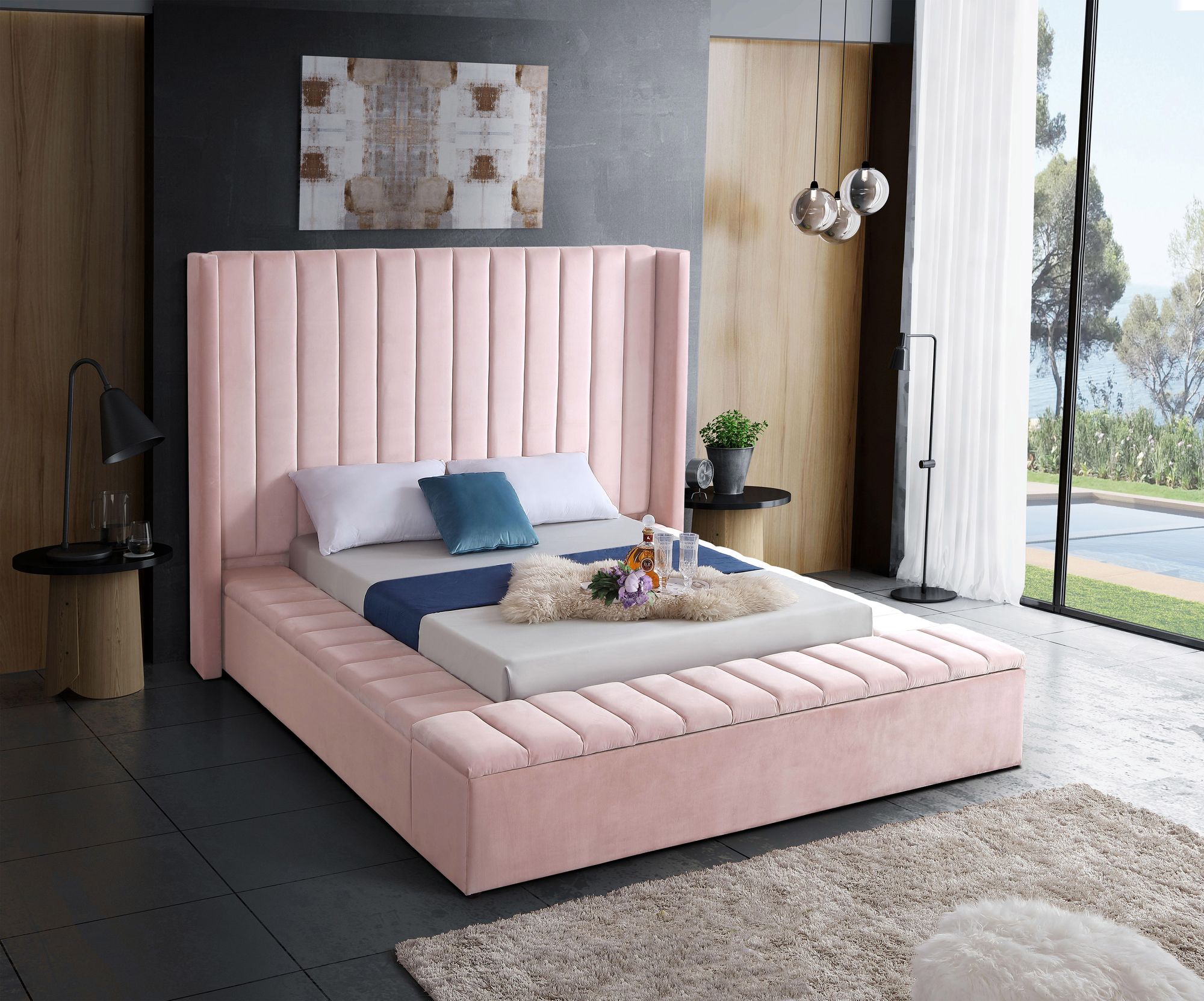 Kiki Velvet King Size Bed