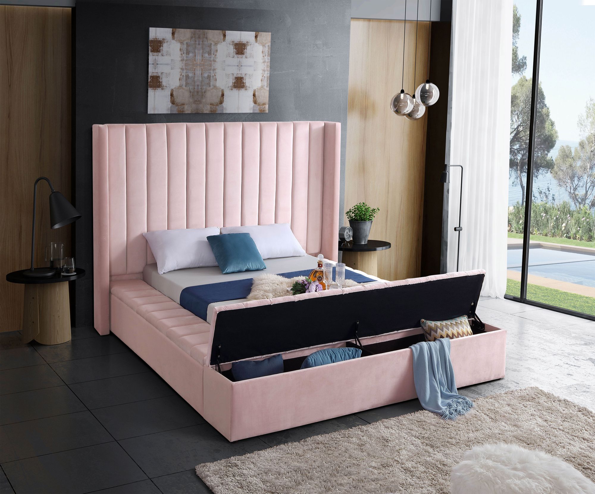 Kiki Velvet King Size Bed