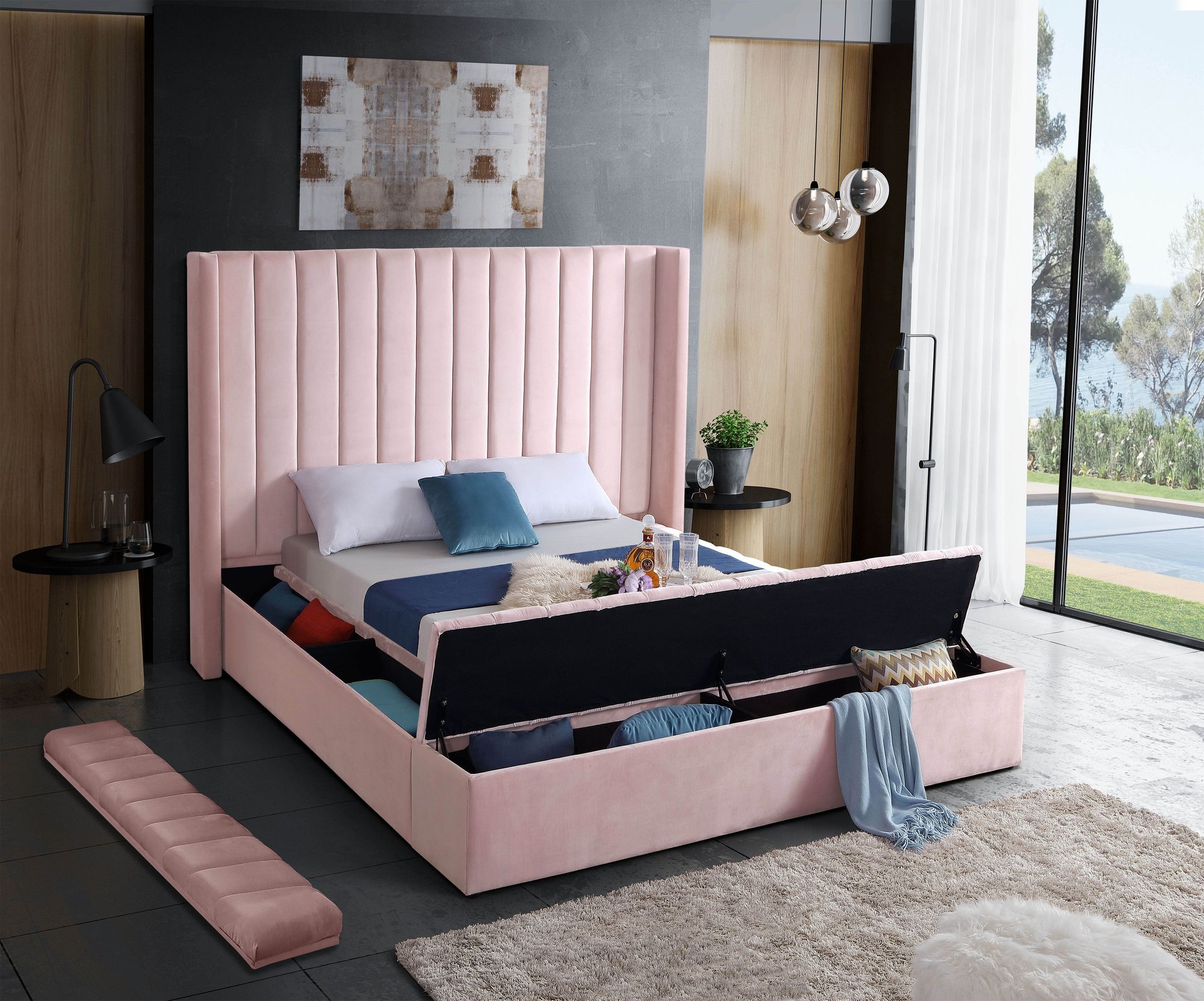 Kiki Velvet King Size Bed