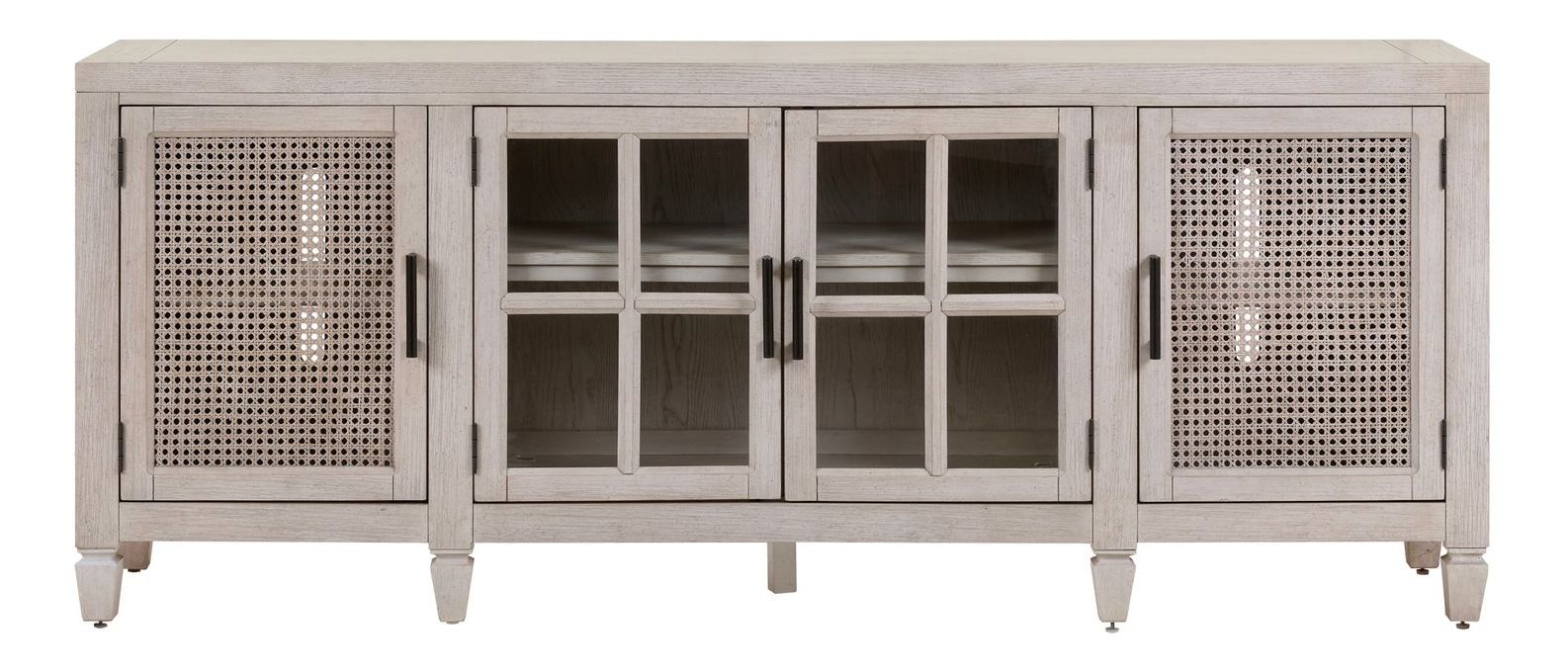 Caruso Heights Wood/Glass 82-Inch TV Console w/4 Doors