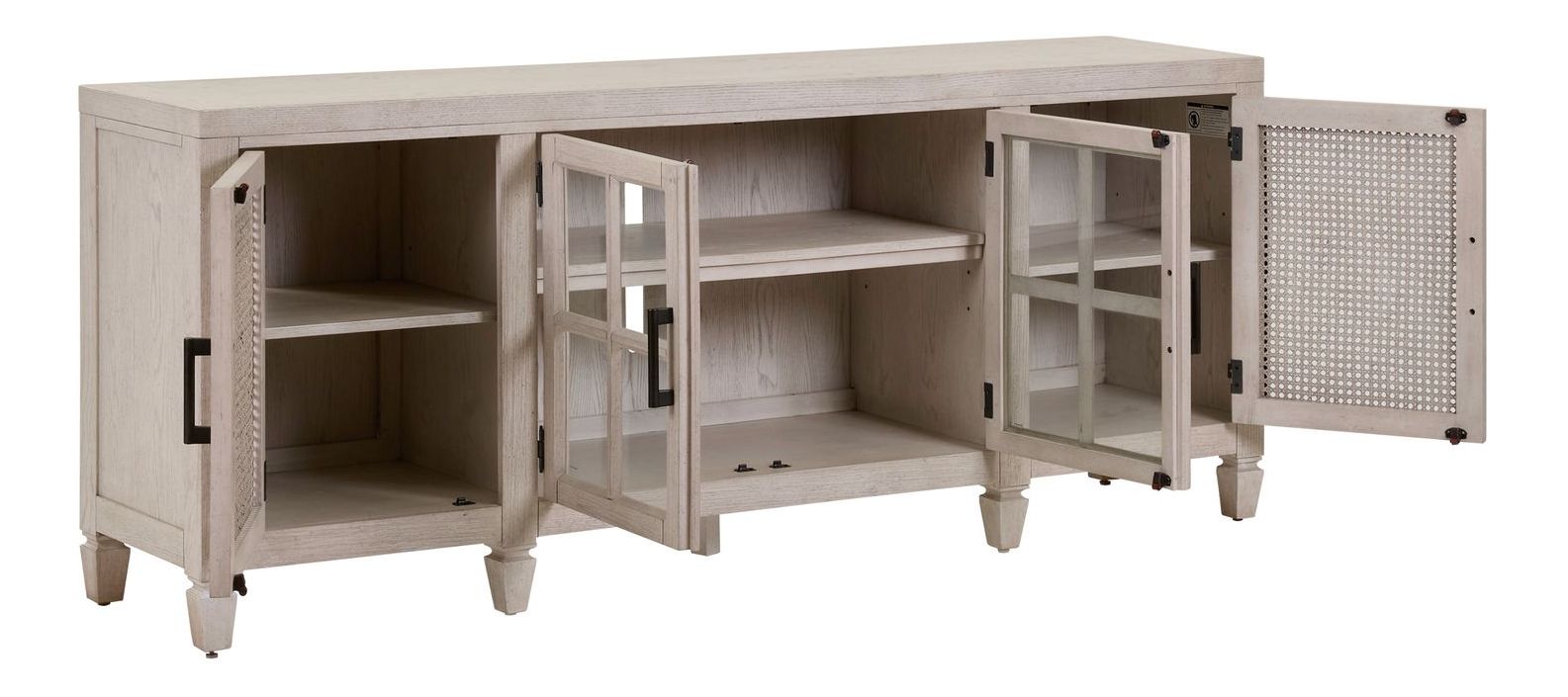 Caruso Heights Wood/Glass 82-Inch TV Console w/4 Doors
