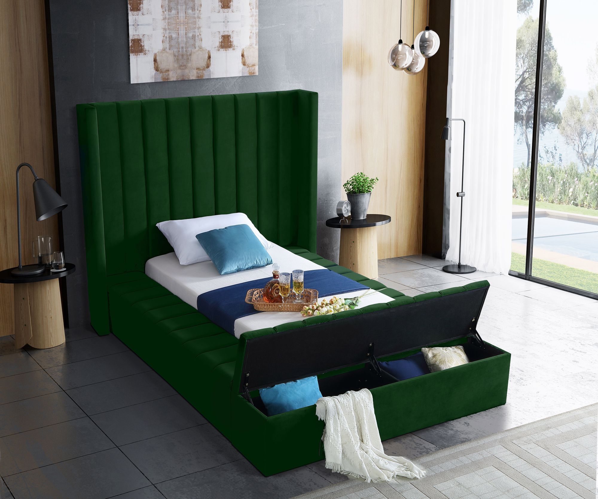 Kiki Velvet Twin Size Bed