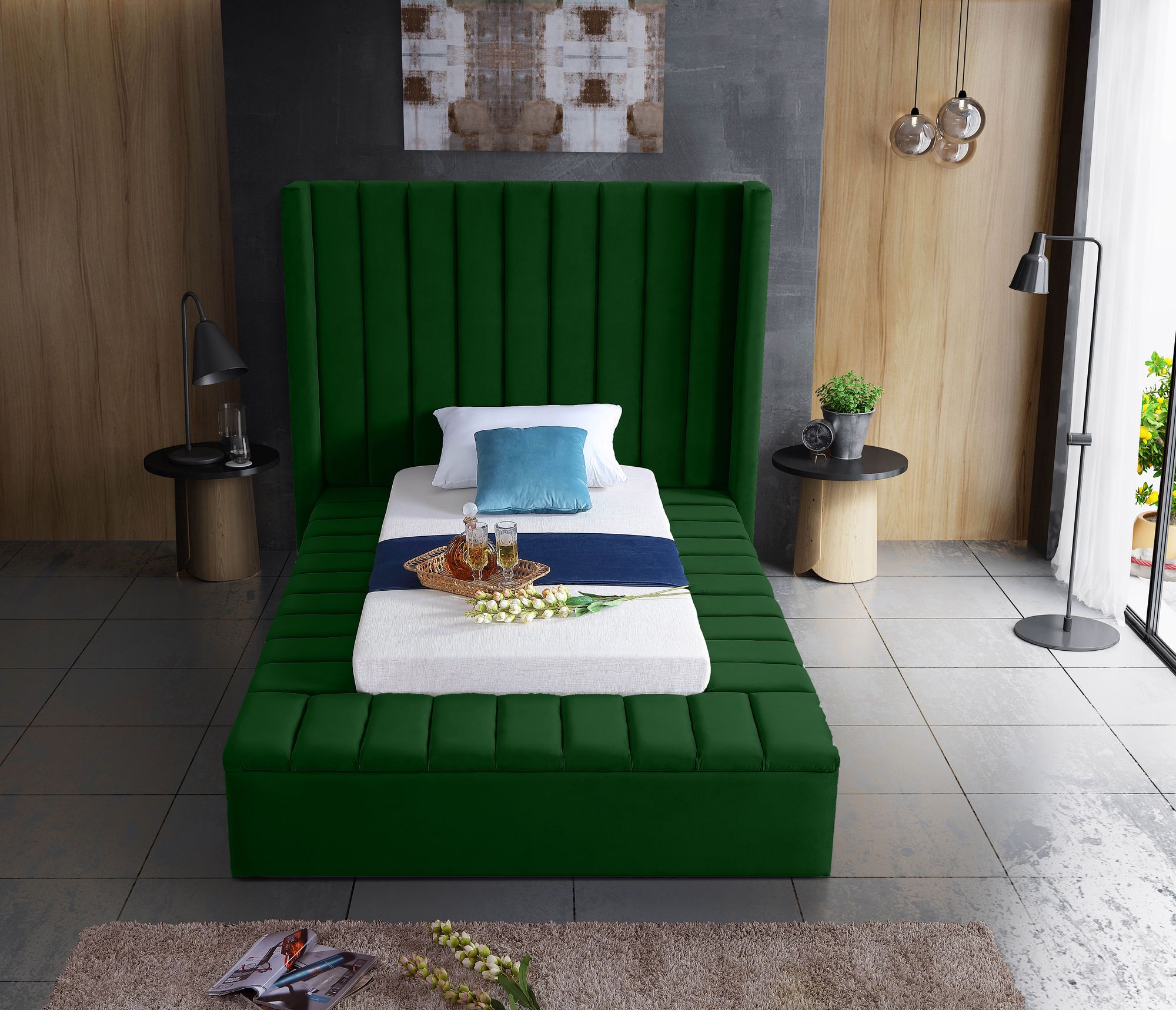 Kiki Velvet Twin Size Bed