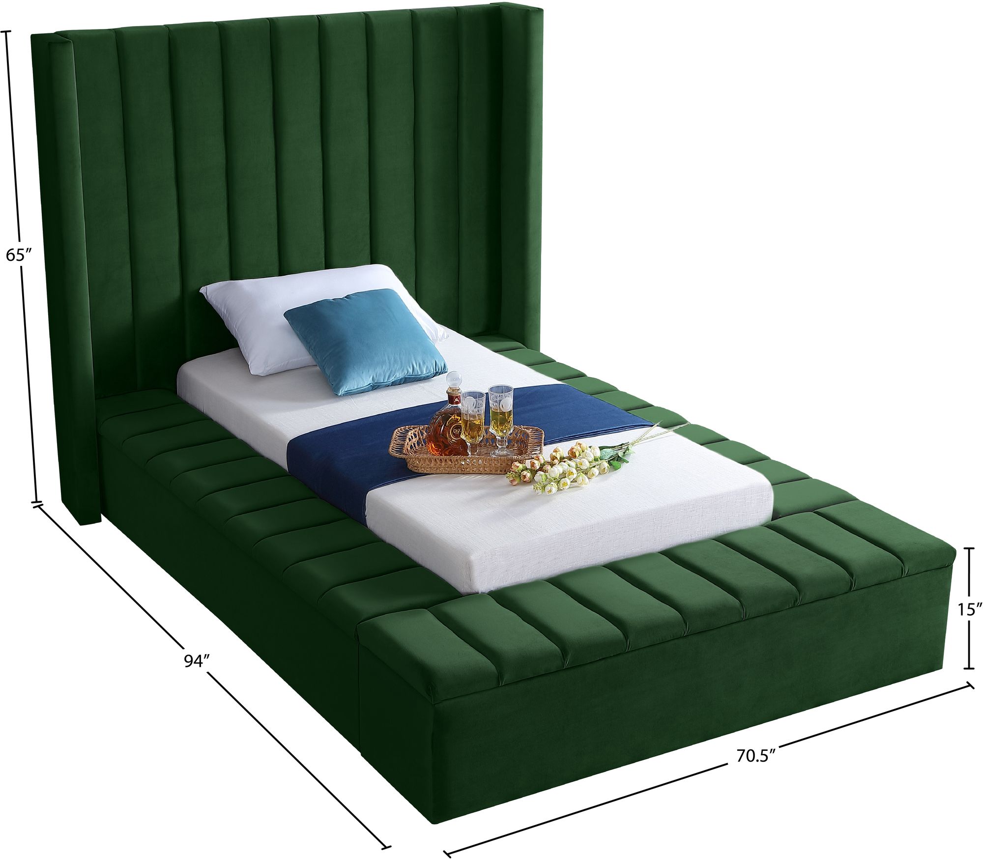Kiki Velvet Twin Size Bed