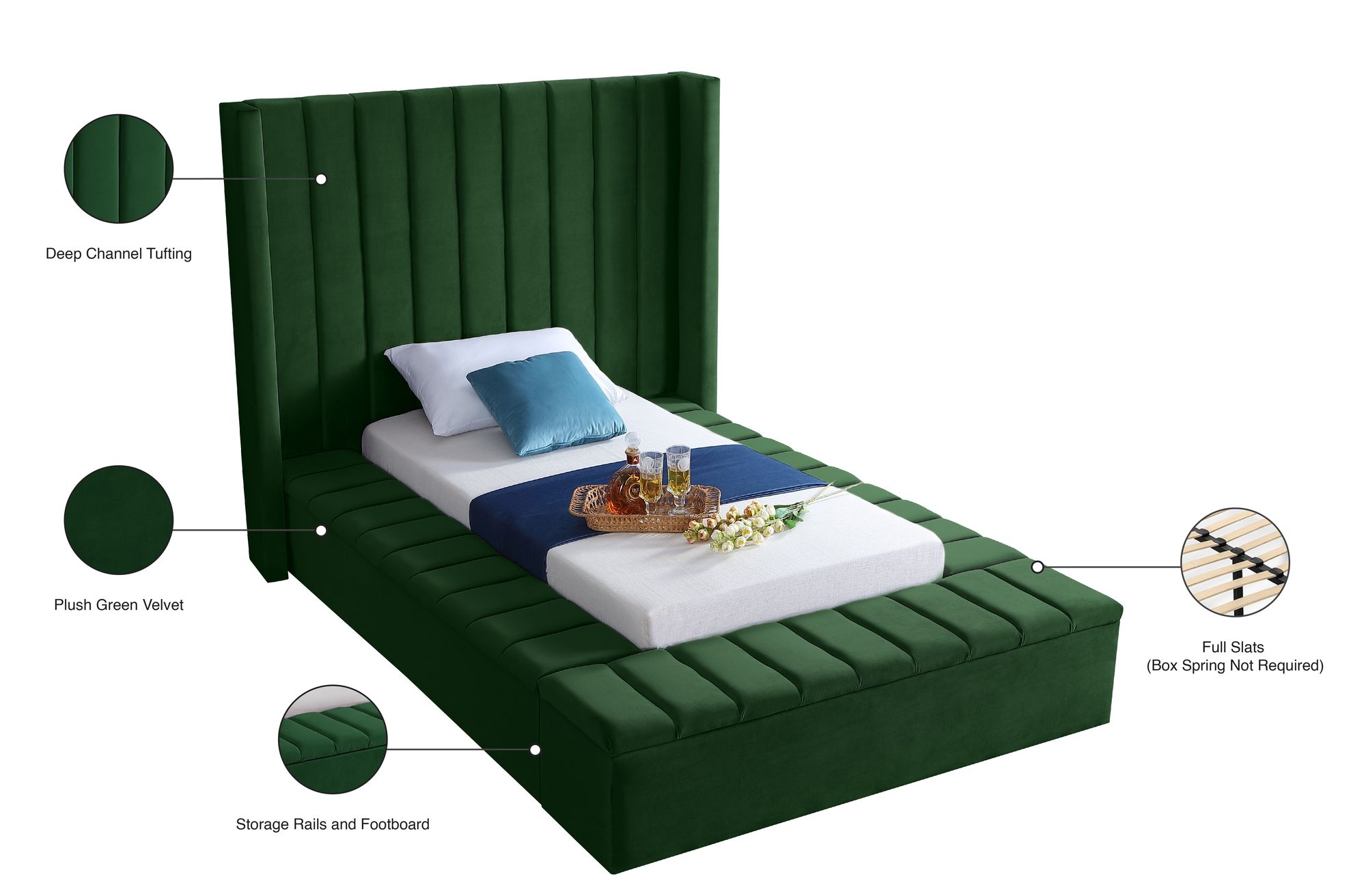 Kiki Velvet Twin Size Bed