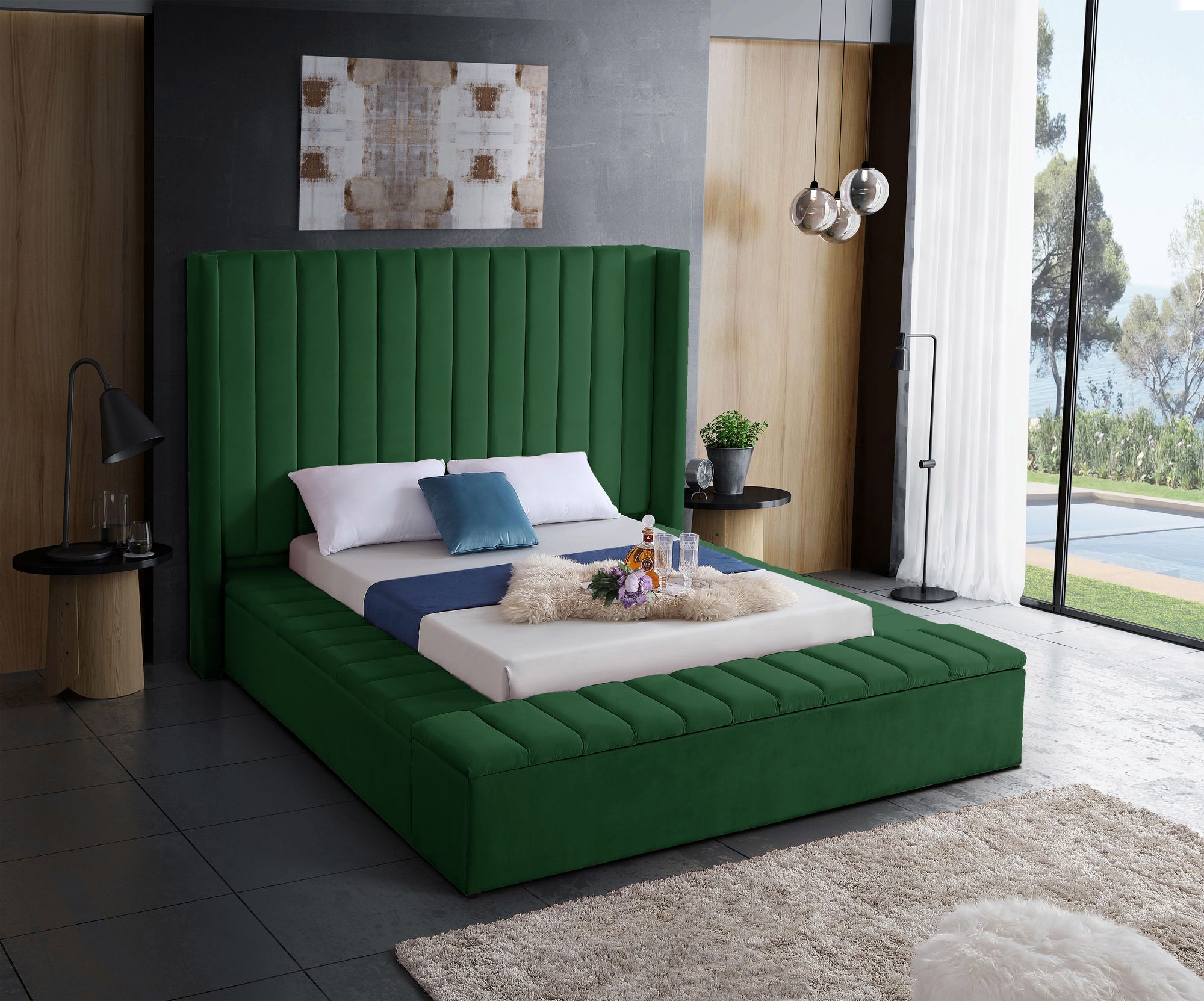 Kiki Velvet King Size Bed