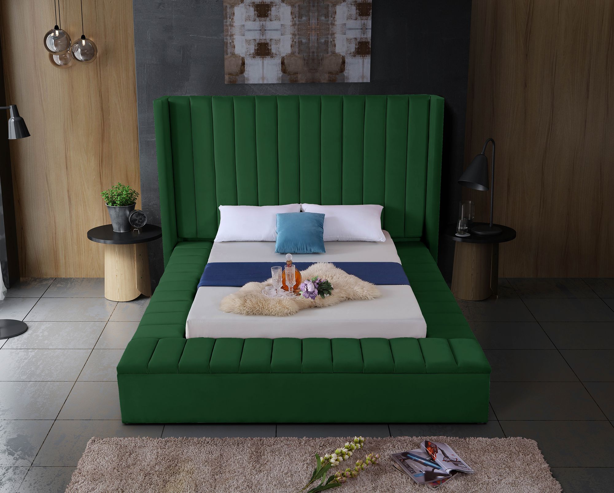 Kiki Velvet King Size Bed