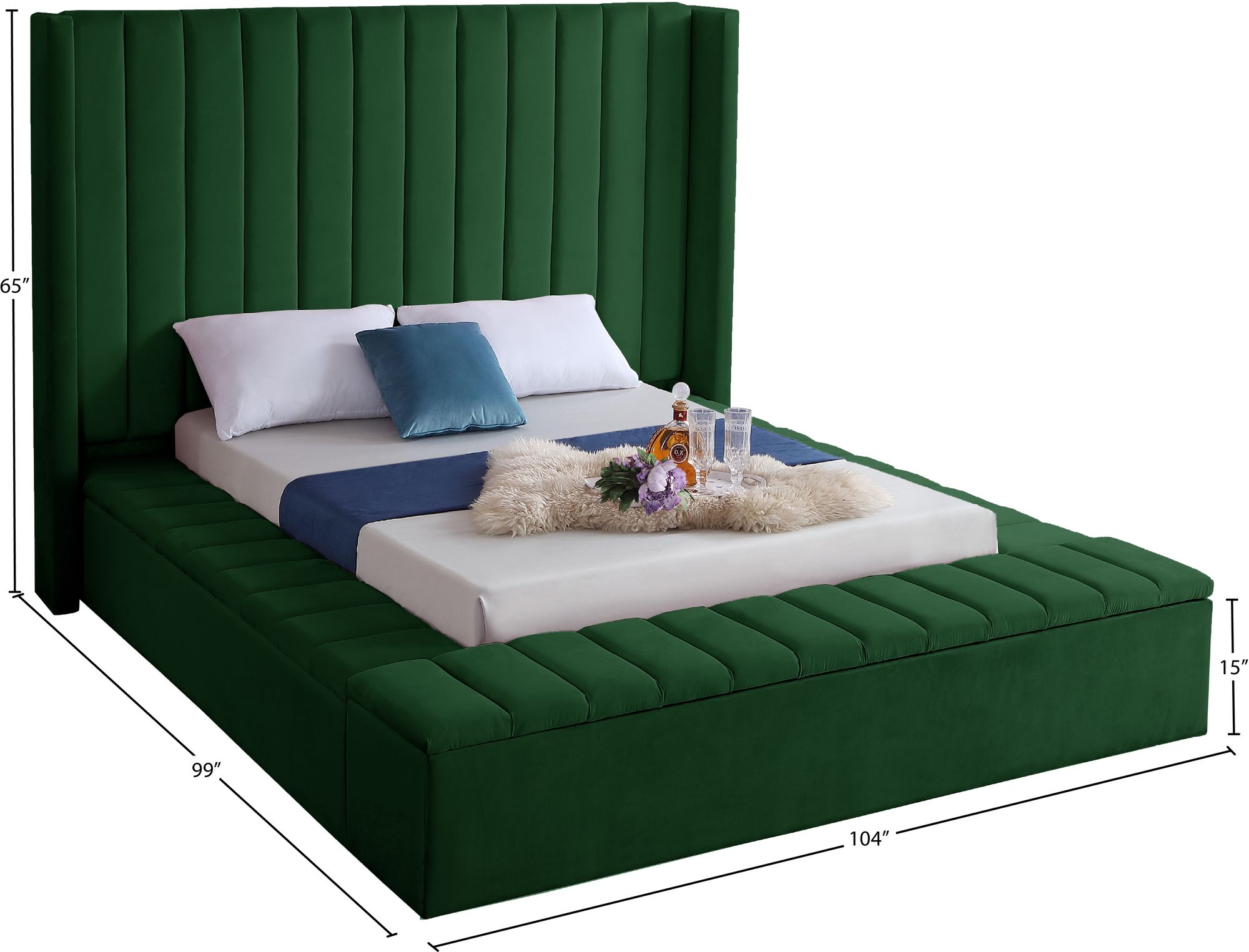 Kiki Velvet King Size Bed
