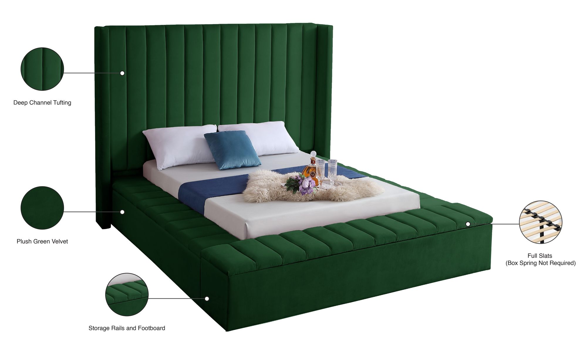 Kiki Velvet King Size Bed