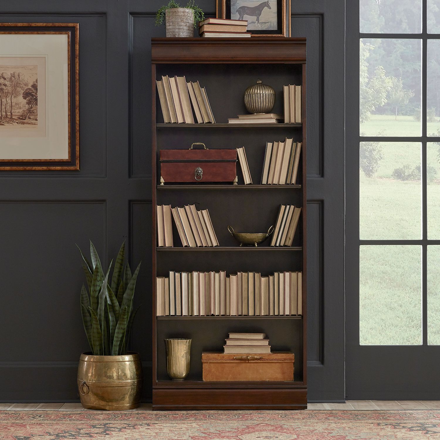 Brayton Manor Executive Desk Set | Cognac Wood Office Suite