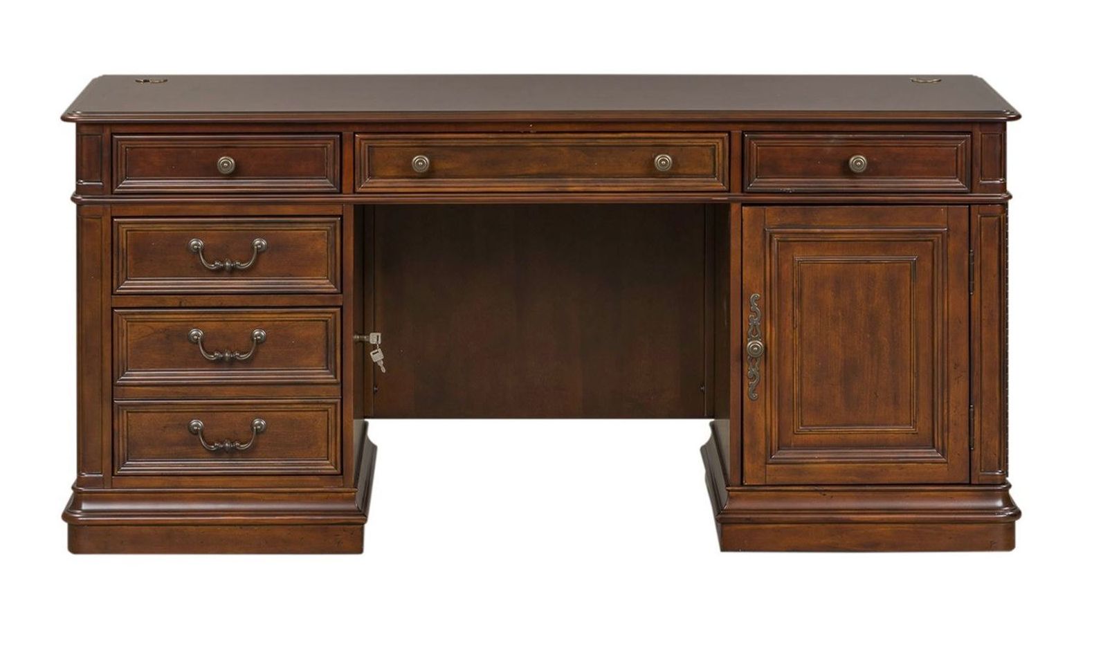 Brayton Manor Executive Desk Set | Cognac Wood Office Suite