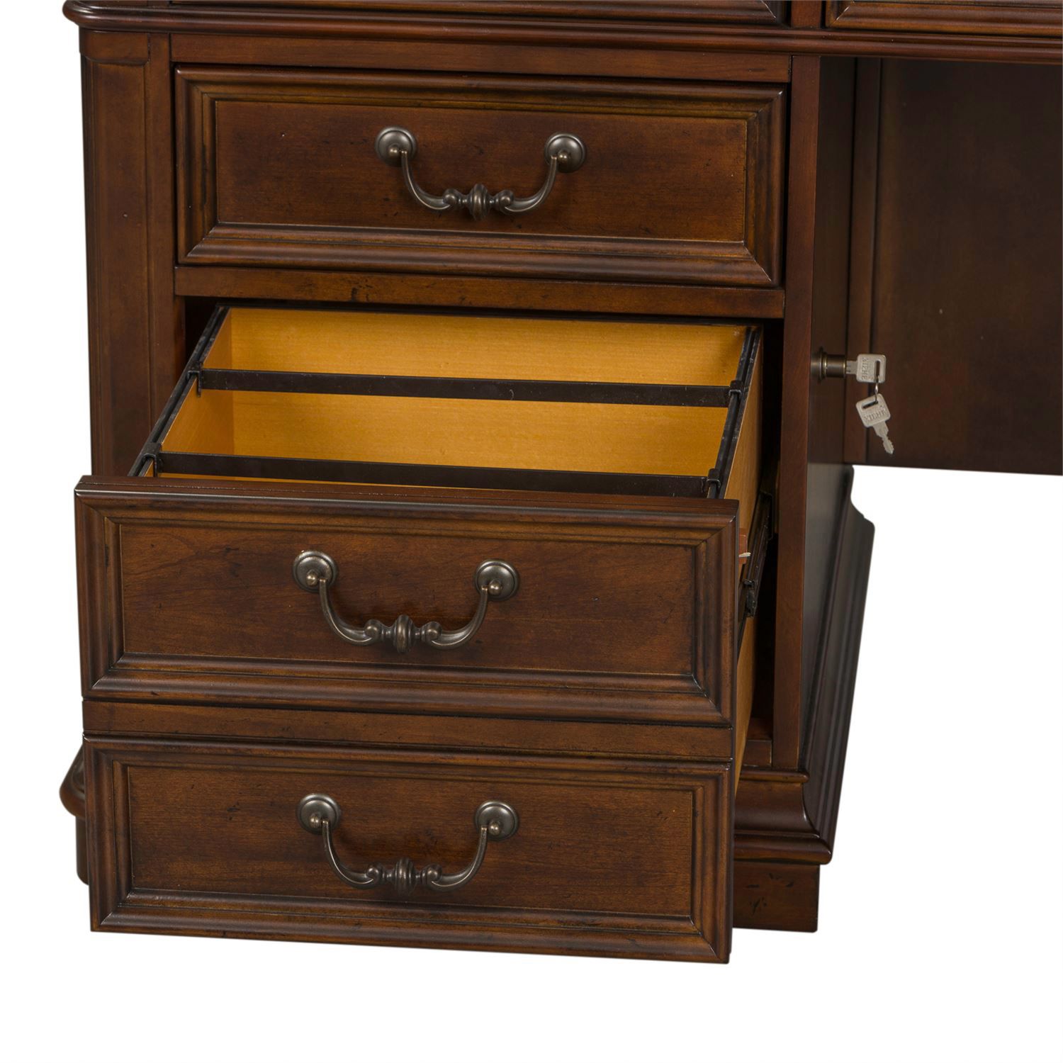Brayton Manor Executive Desk Set | Cognac Wood Office Suite