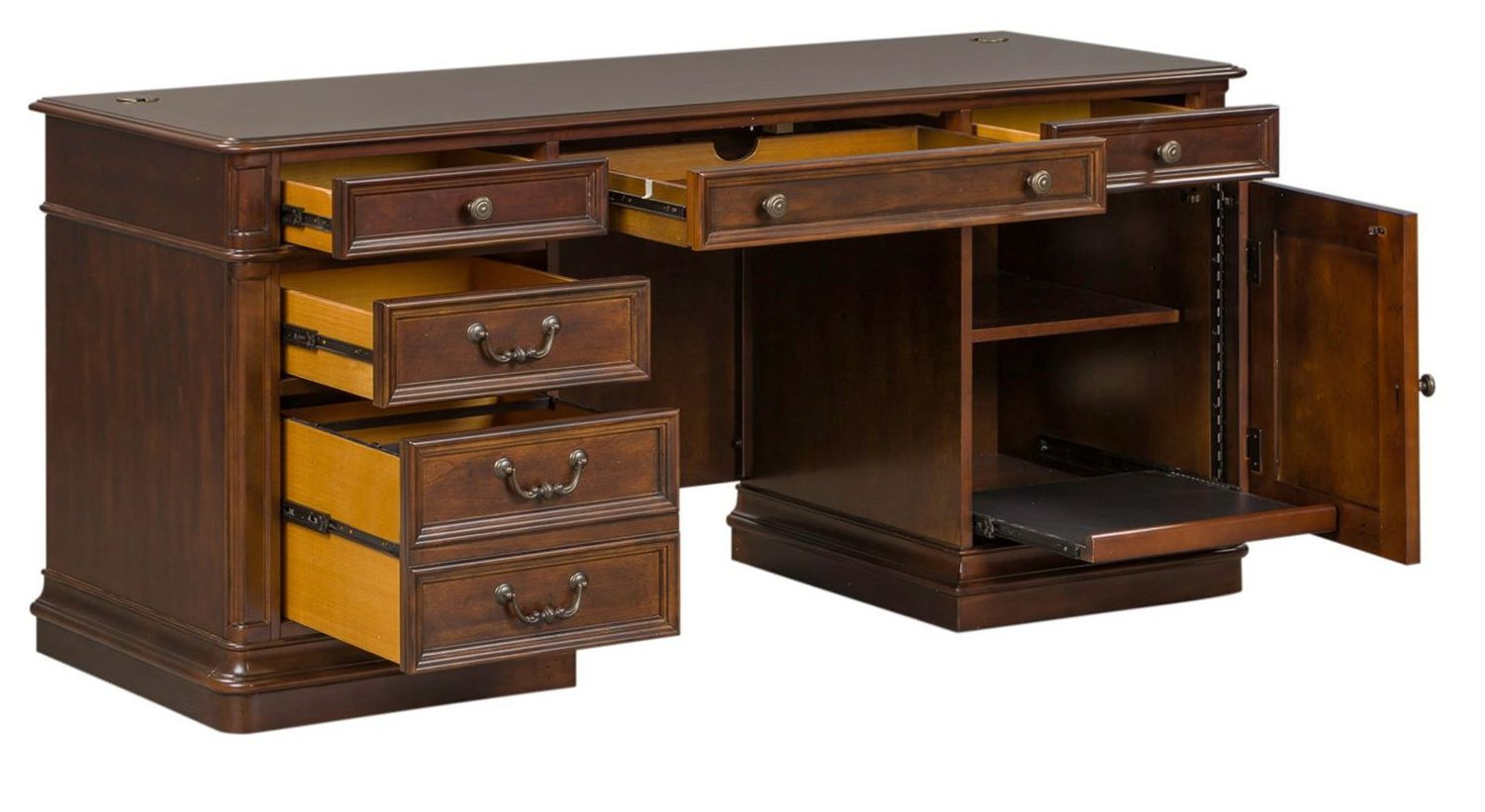 Brayton Manor Executive Desk Set | Cognac Wood Office Suite