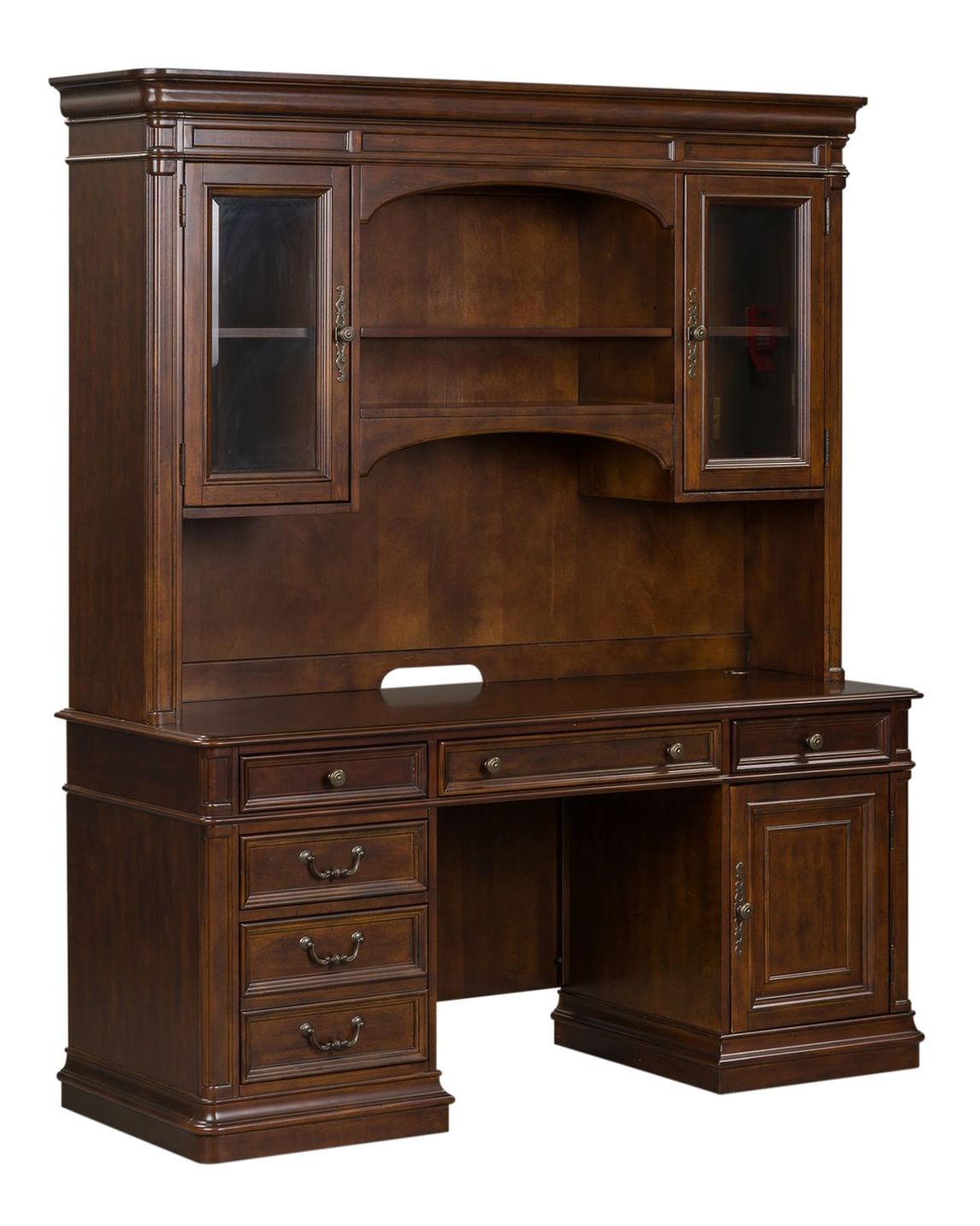 Brayton Manor Executive Desk Set | Cognac Wood Office Suite