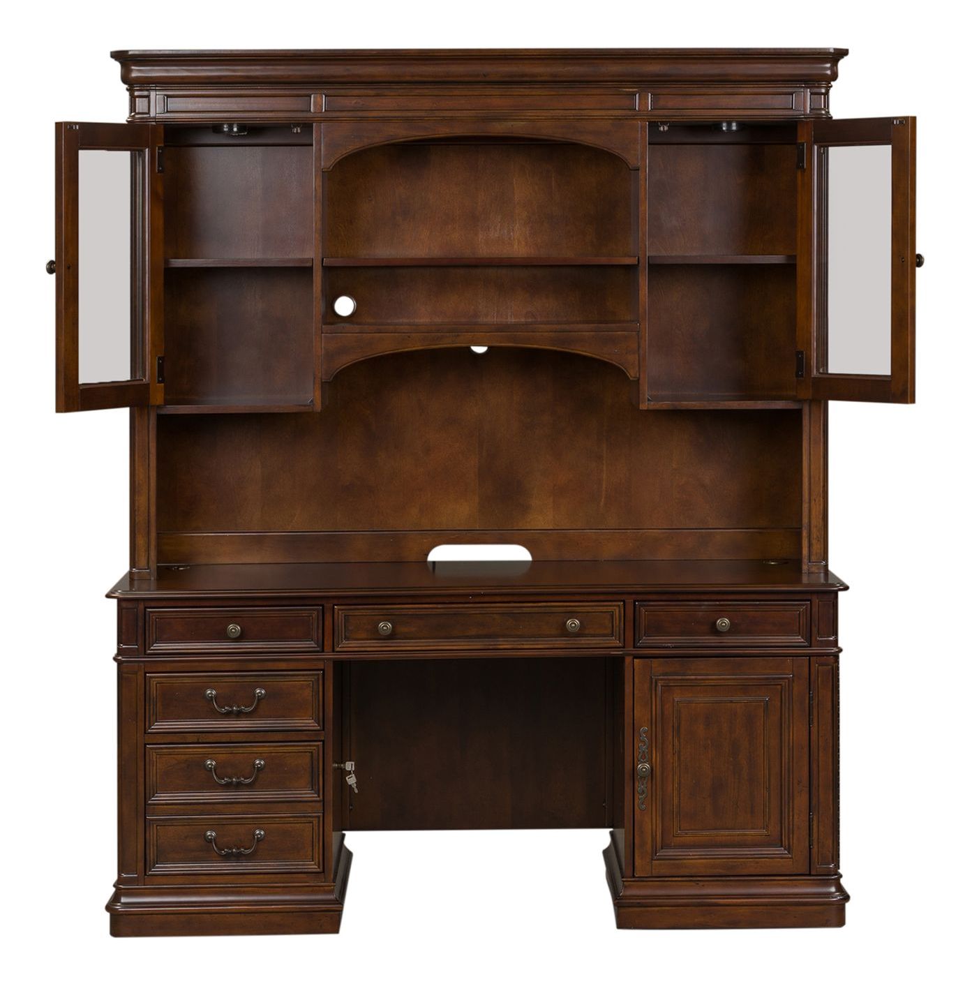 Brayton Manor Executive Desk Set | Cognac Wood Office Suite