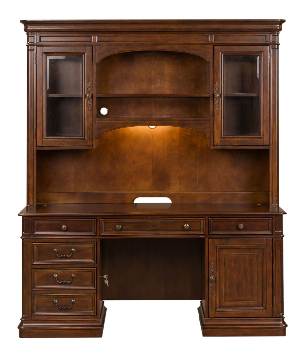 Brayton Manor Executive Desk Set | Cognac Wood Office Suite