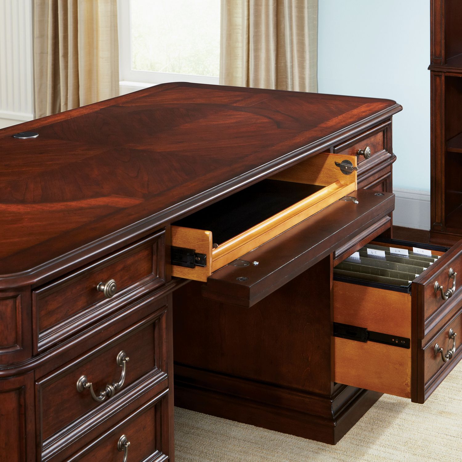 Brayton Manor Rectangular Wood Jr Executive Desk w/8 Drawers