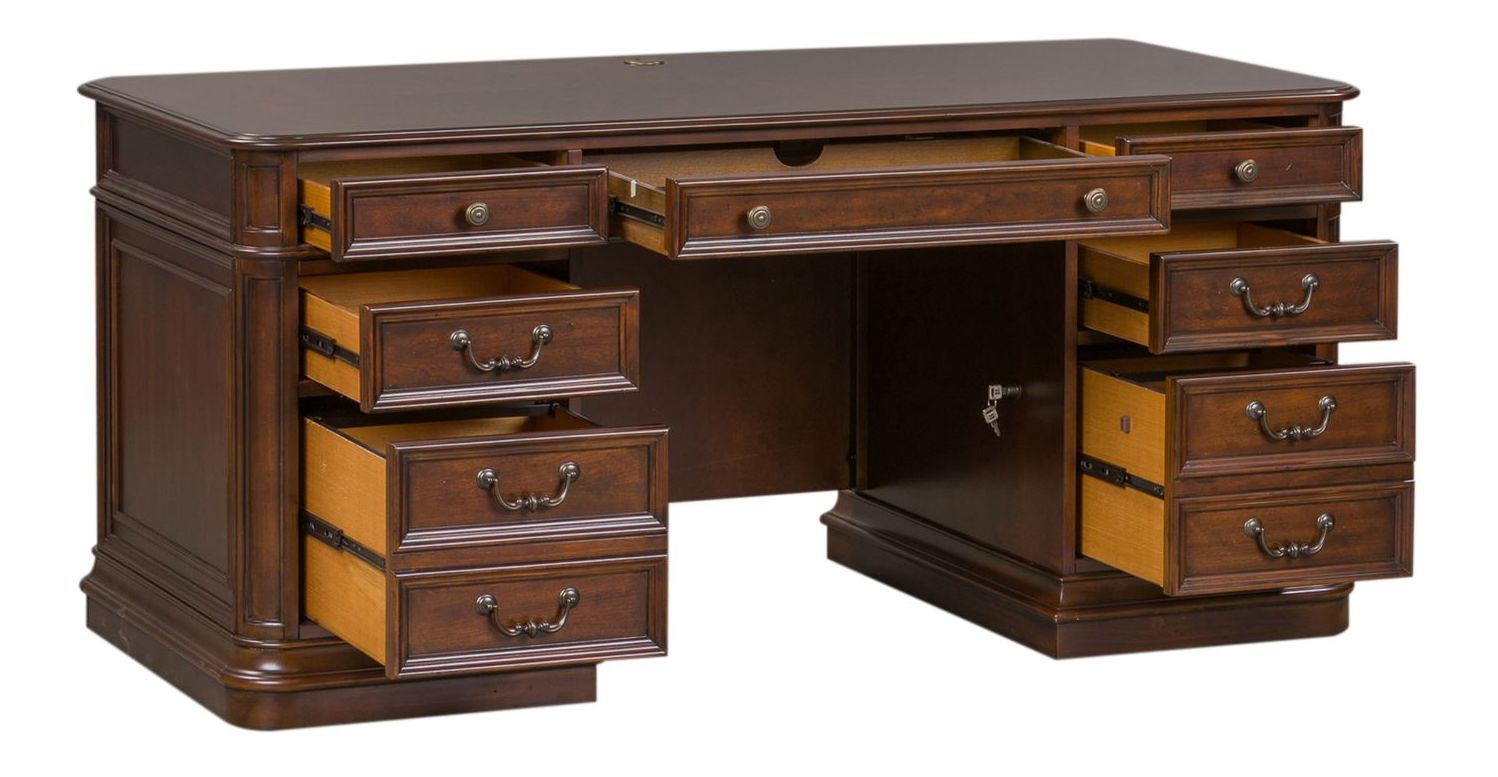 Brayton Manor Rectangular Wood Jr Executive Desk w/8 Drawers