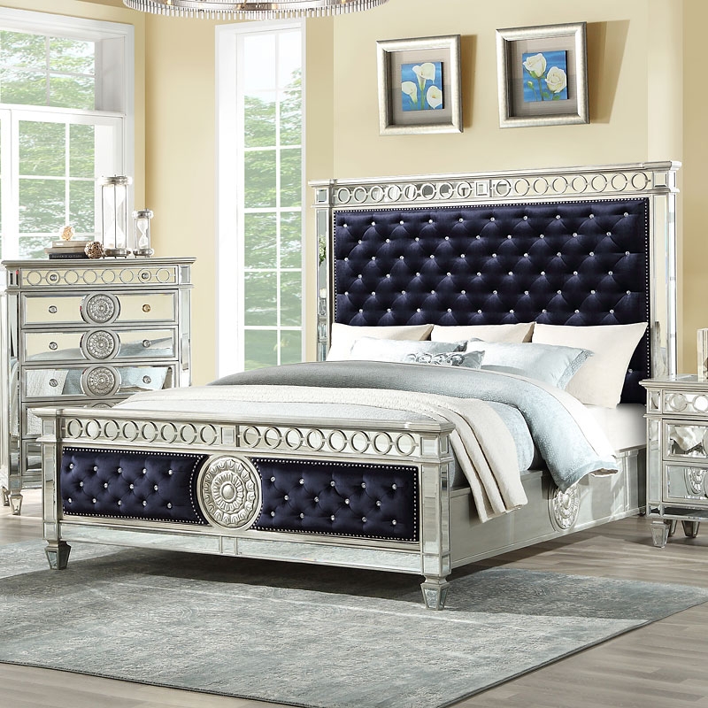 Varian Velvet/Wood Tufted Panel Bed
