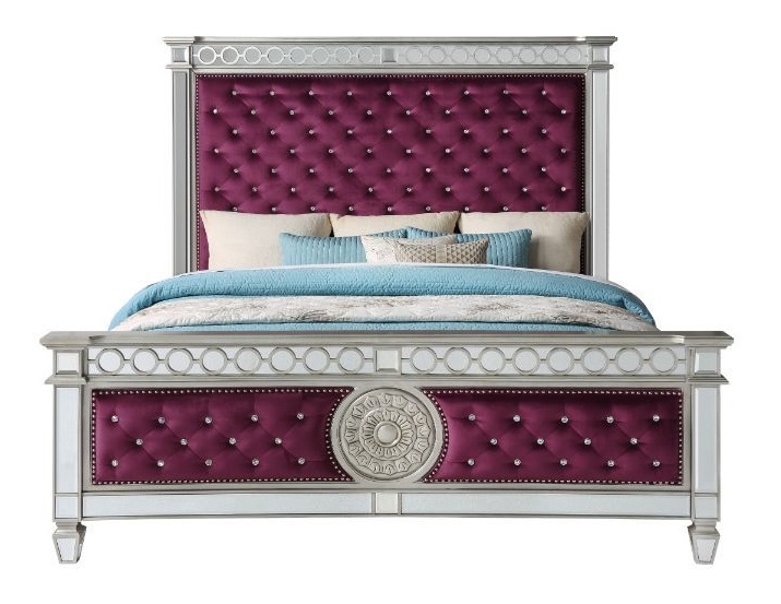 Varian Velvet/Wood Tufted Panel Bed, Eastern King Size