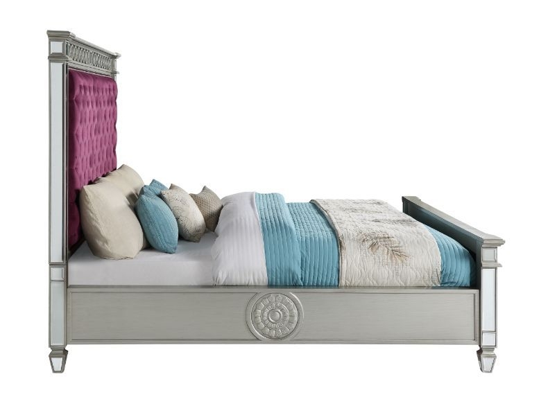 Varian Velvet/Wood Tufted Panel Bed, Eastern King Size