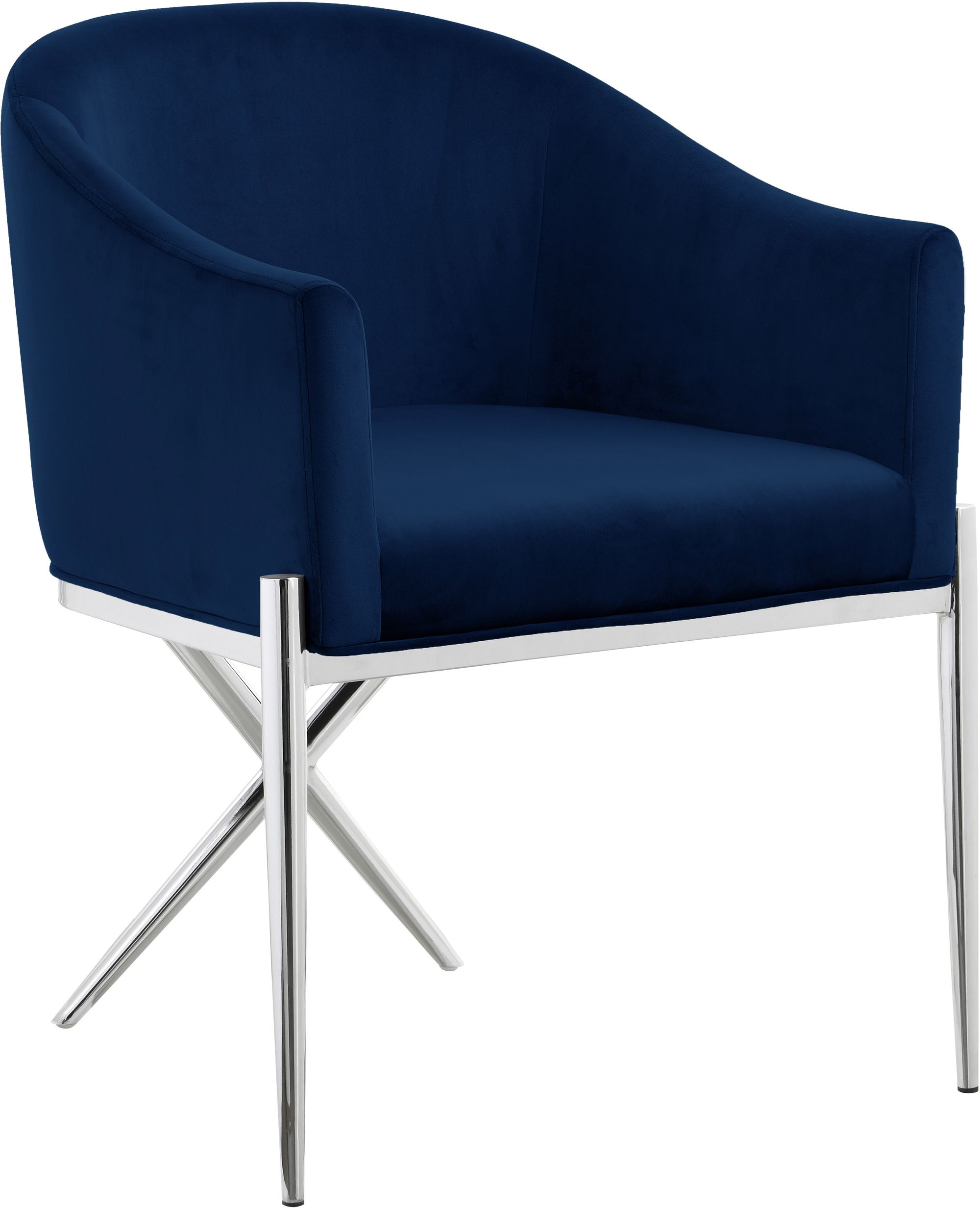 Xavier Velvet Dining Chair with Chrome Steel Legs