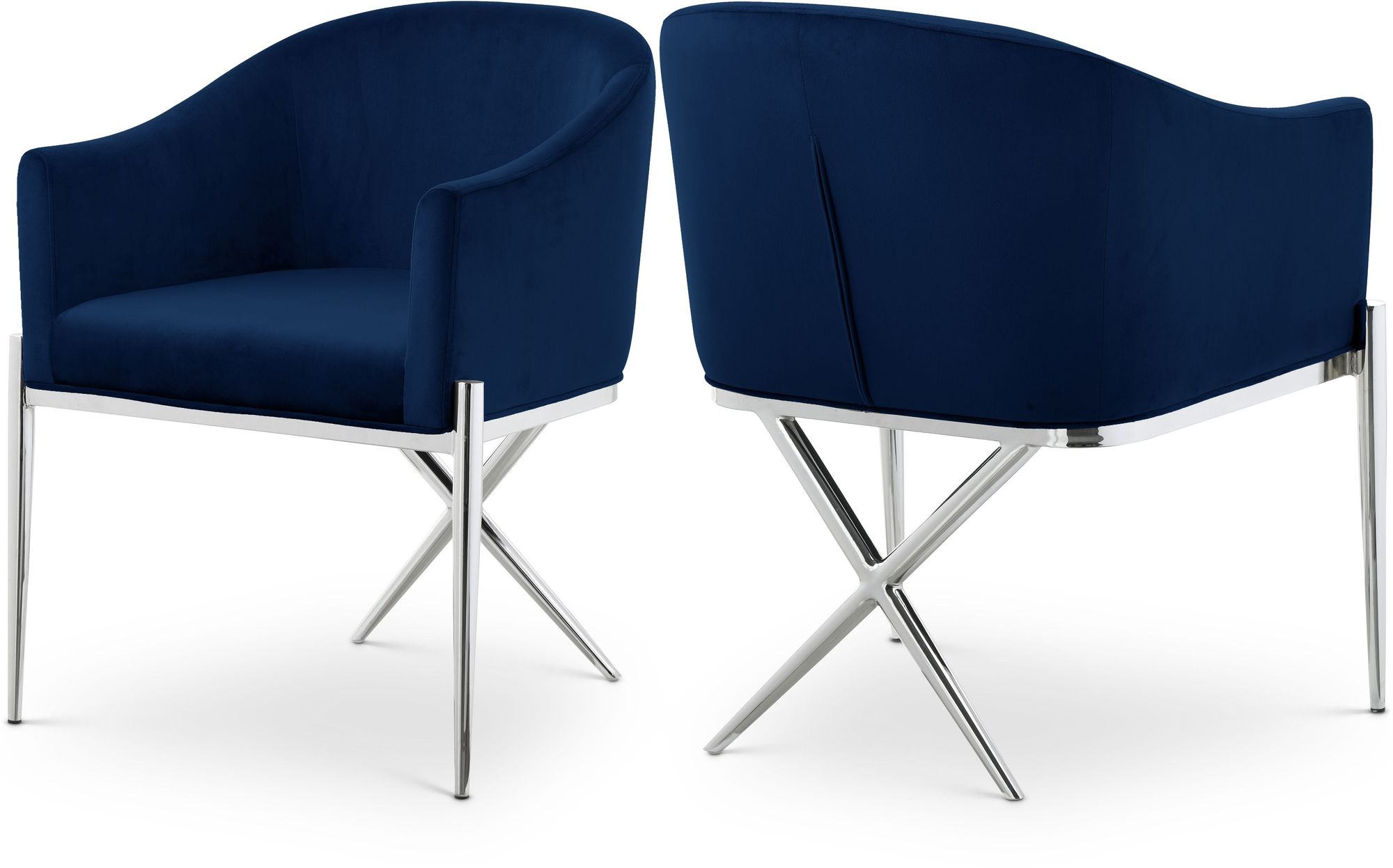 Xavier Velvet Dining Chair with Chrome Steel Legs