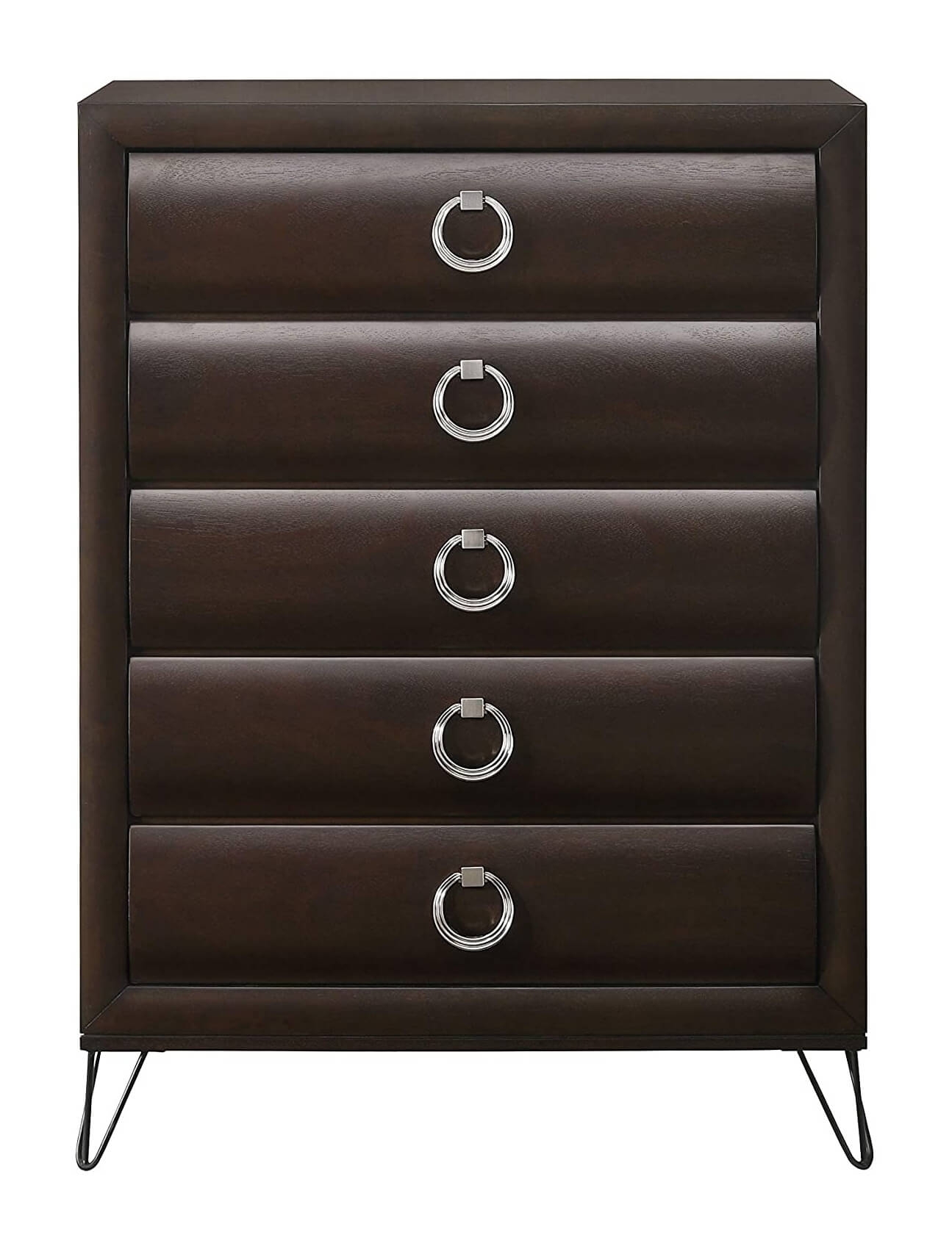 5 Drawer Wooden Chest with Metal Ring