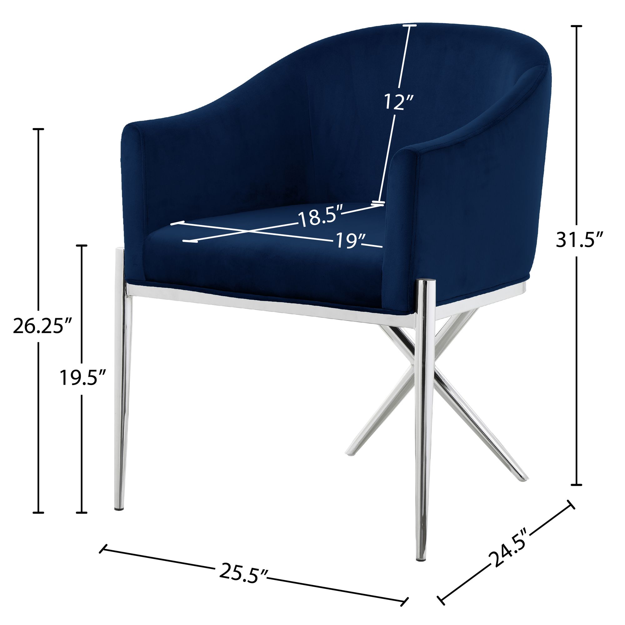 Xavier Velvet Dining Chair with Chrome Steel Legs