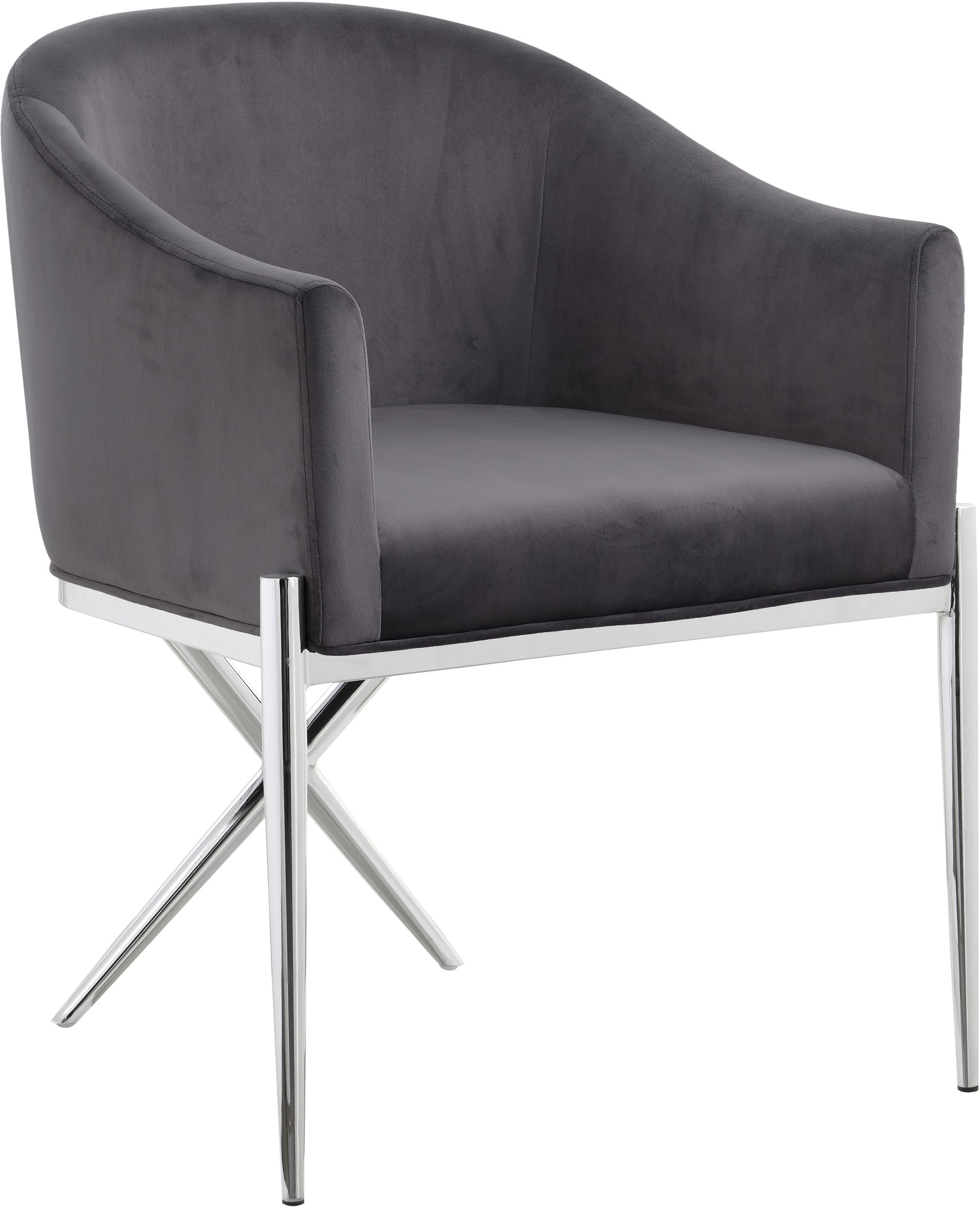 Xavier Velvet Dining Chair with Chrome Steel Legs
