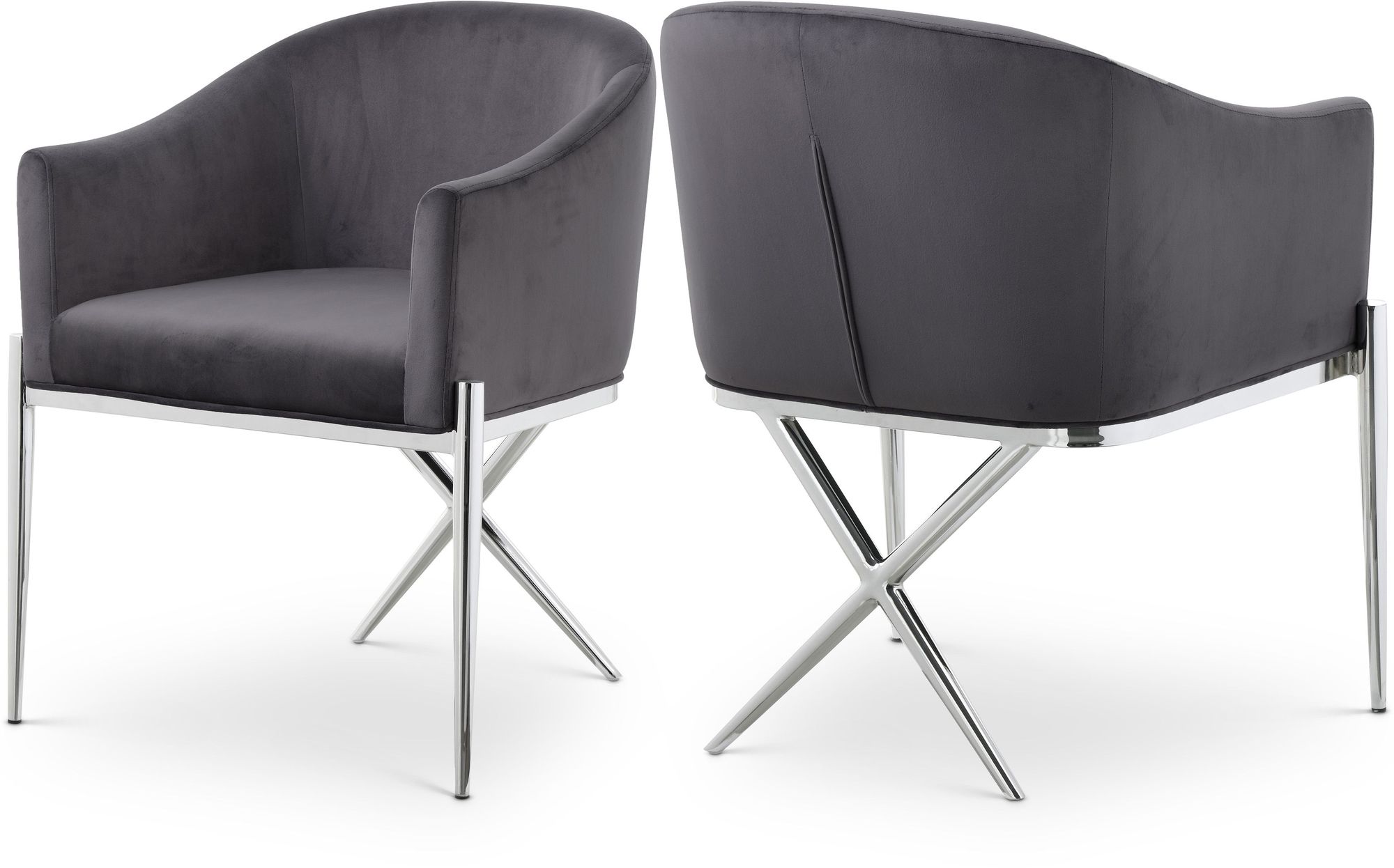 Xavier Velvet Dining Chair with Chrome Steel Legs