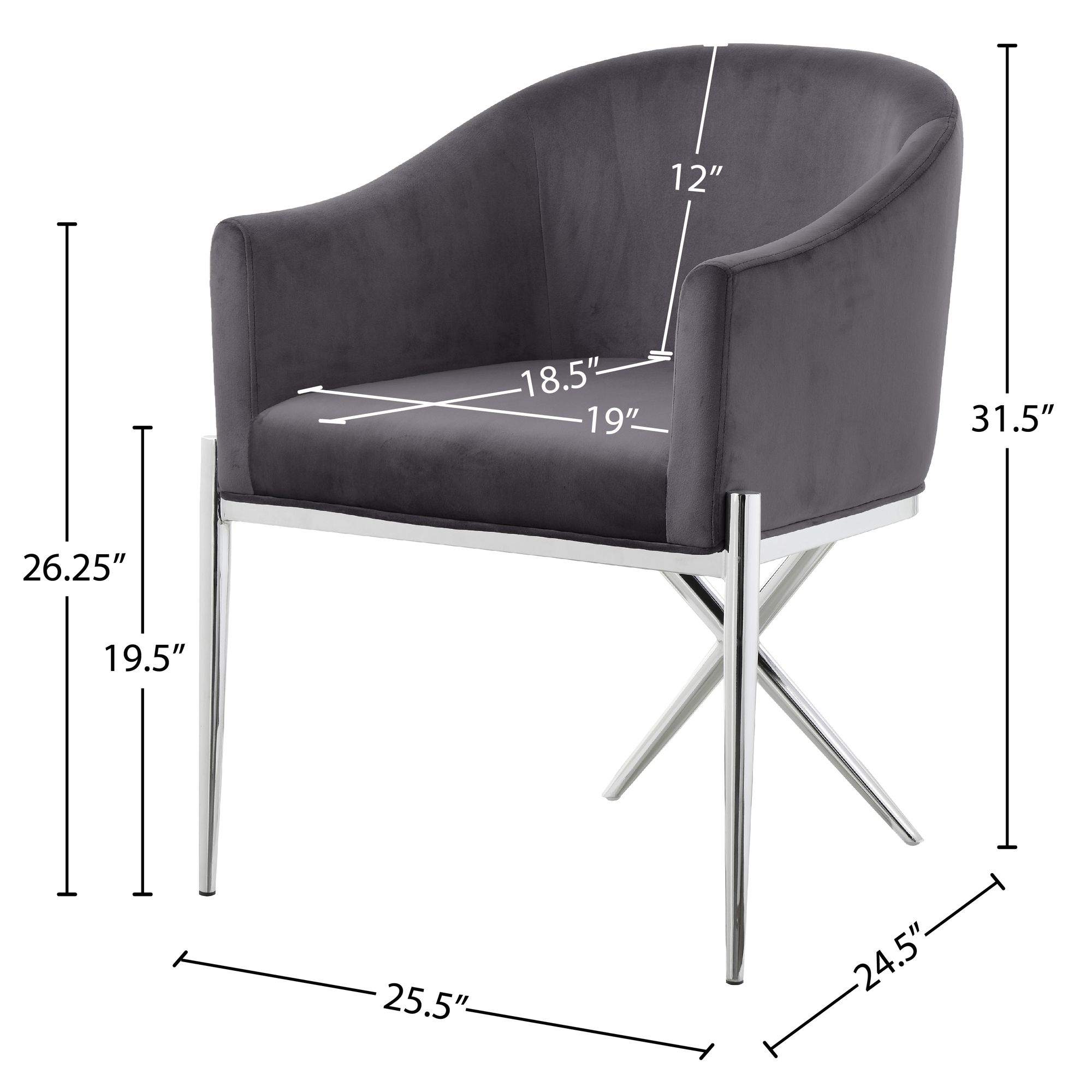 Xavier Velvet Dining Chair with Chrome Steel Legs