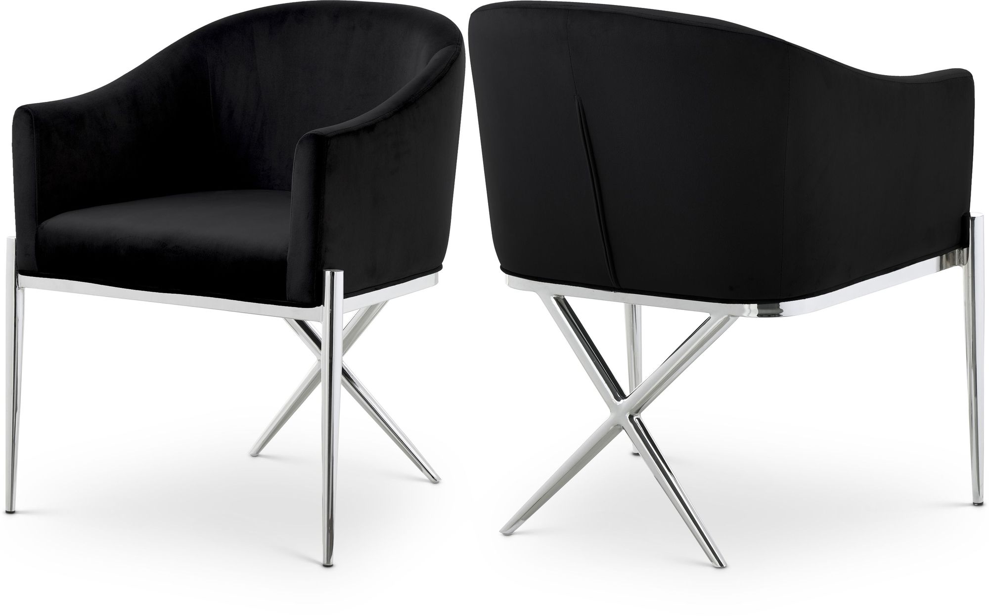 Xavier Velvet Dining Chair with Chrome Steel Legs