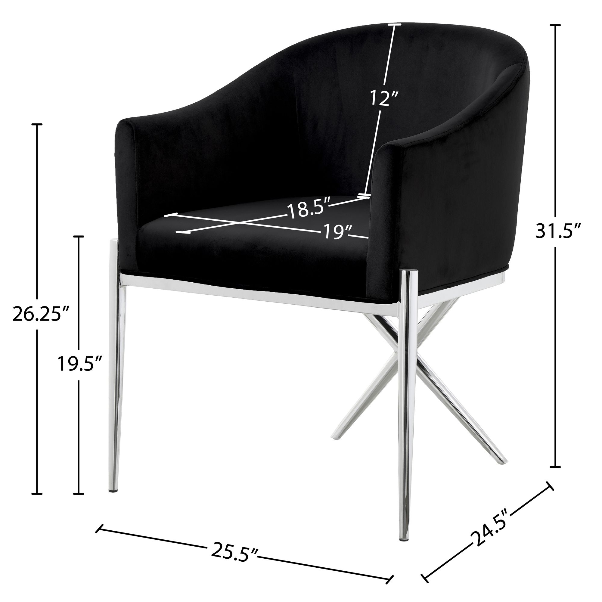Xavier Velvet Dining Chair with Chrome Steel Legs