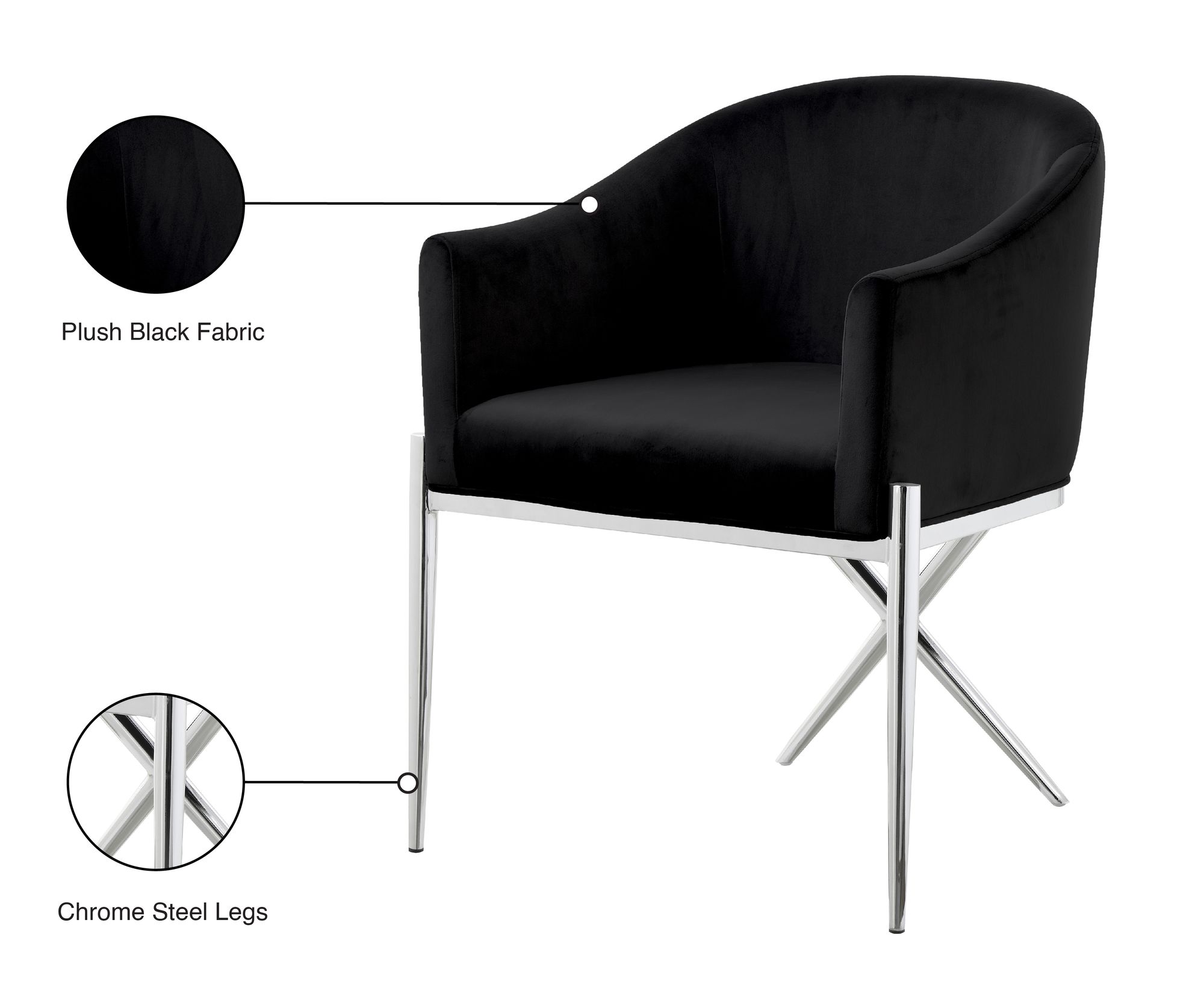 Xavier Velvet Dining Chair with Chrome Steel Legs