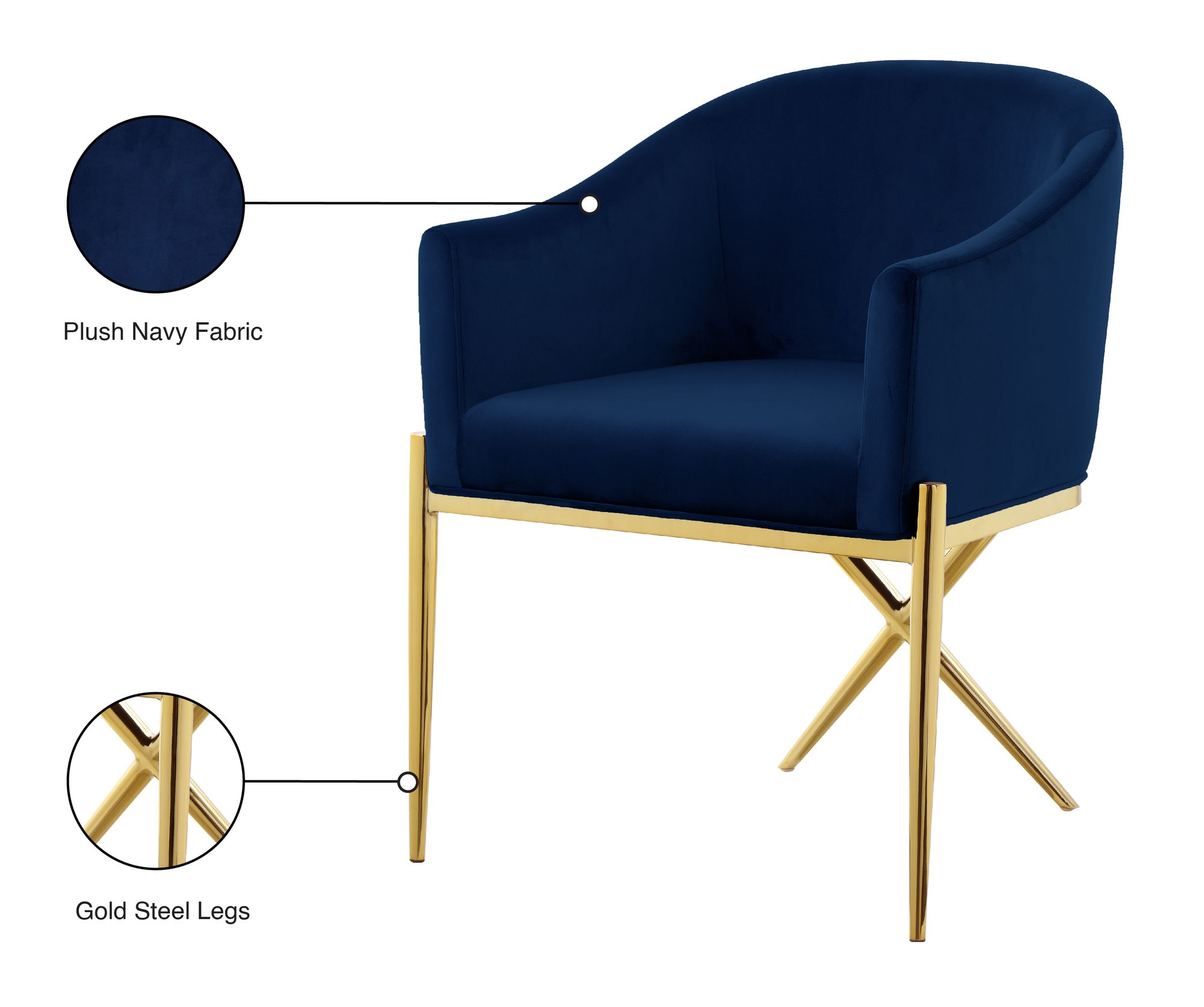 Xavier Velvet Dining Chair with Gold Steel Legs