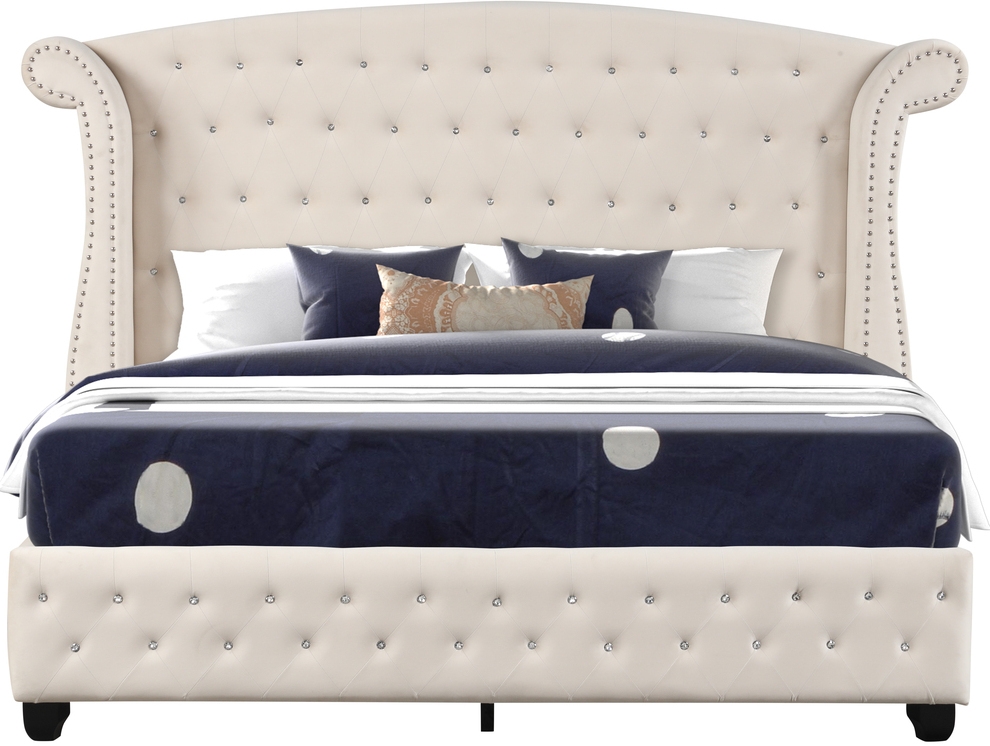 Sophia Fabric Upholstered Queen Size Bed