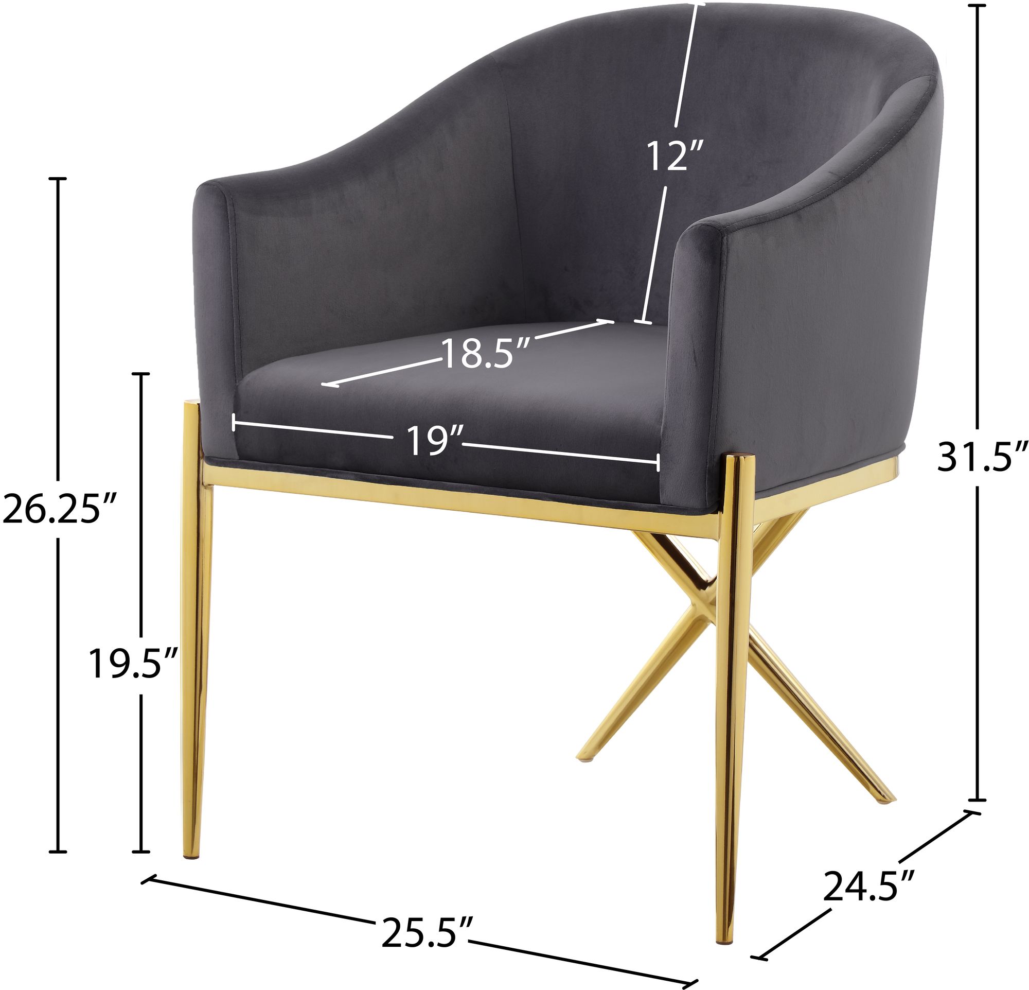 Xavier Velvet Dining Chair with Gold Steel Legs