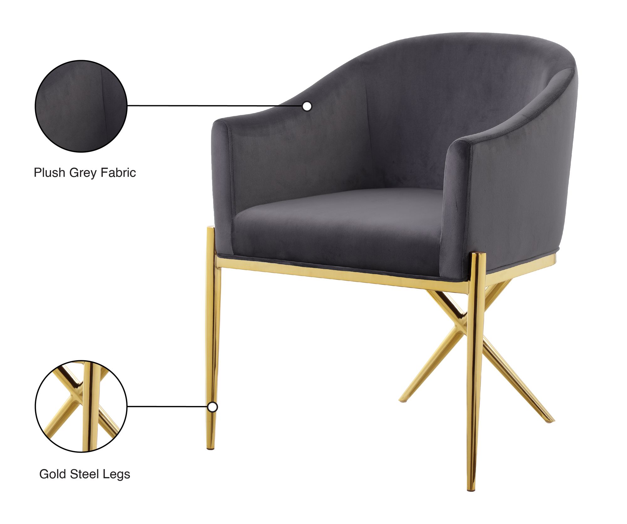 Xavier Velvet Dining Chair with Gold Steel Legs