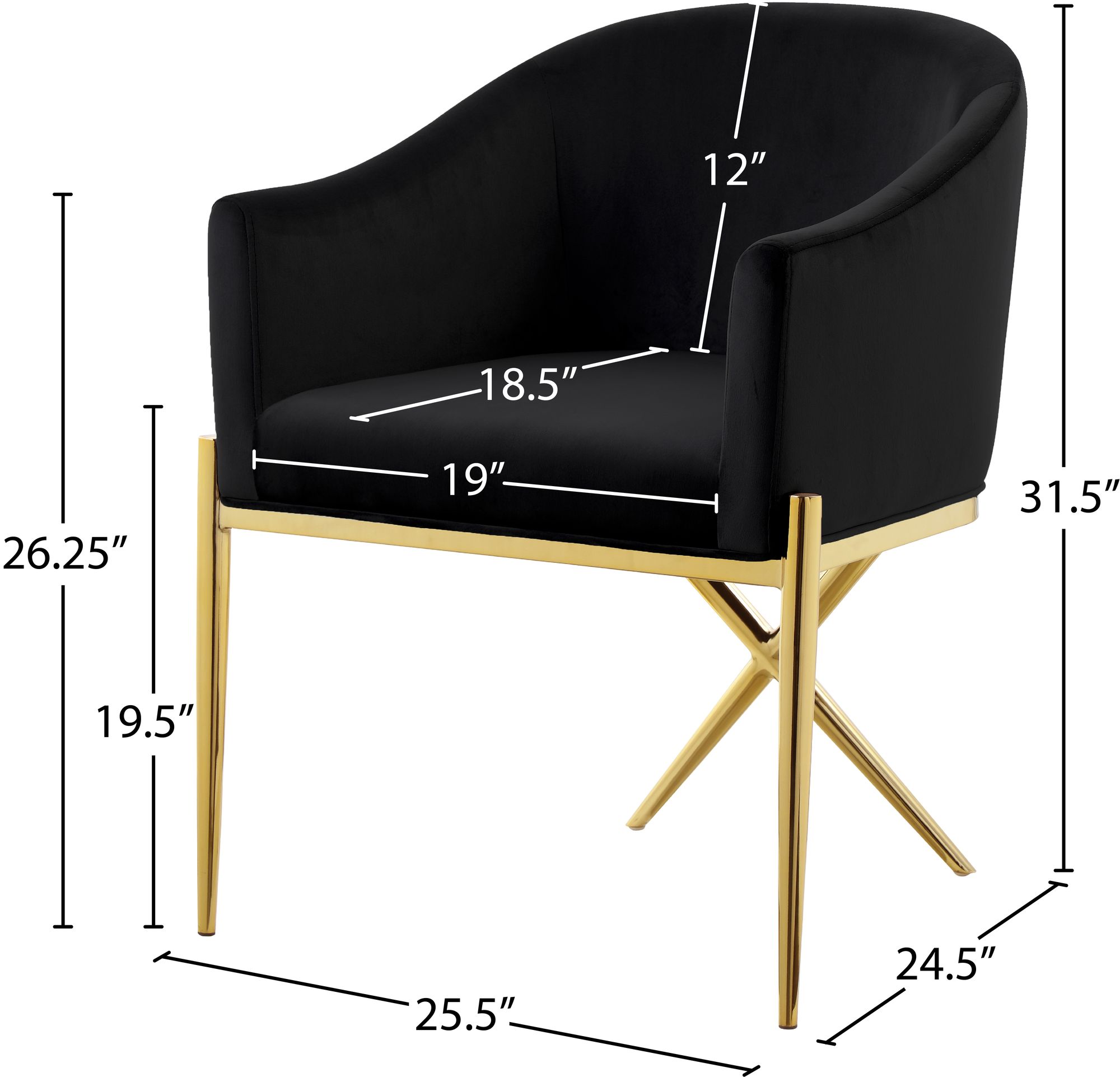 Xavier Velvet Dining Chair with Gold Steel Legs